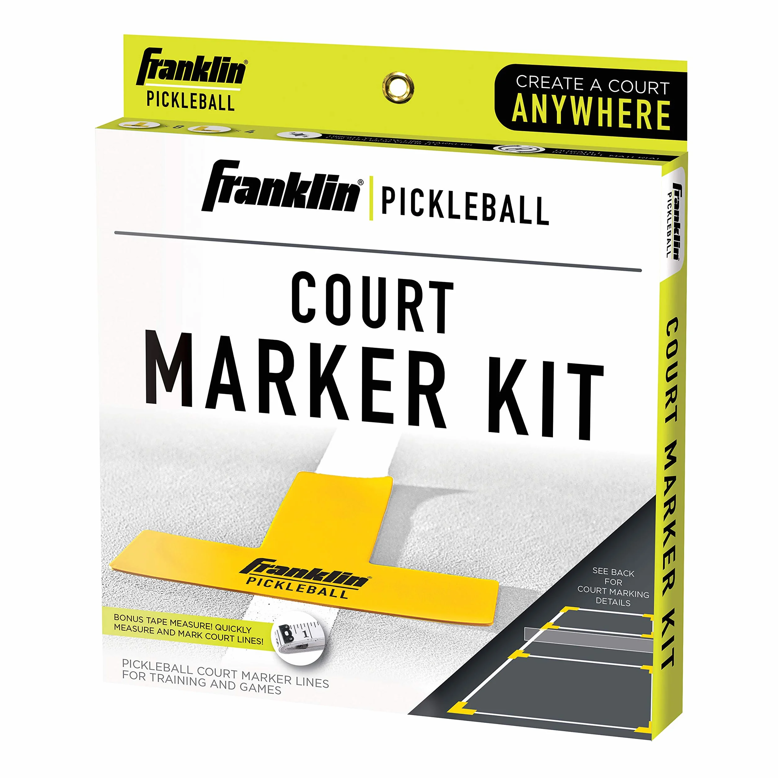 Franklin Sports Pickleball Court Line Marking Kit, Official Size Court Markers with Measuring Tape