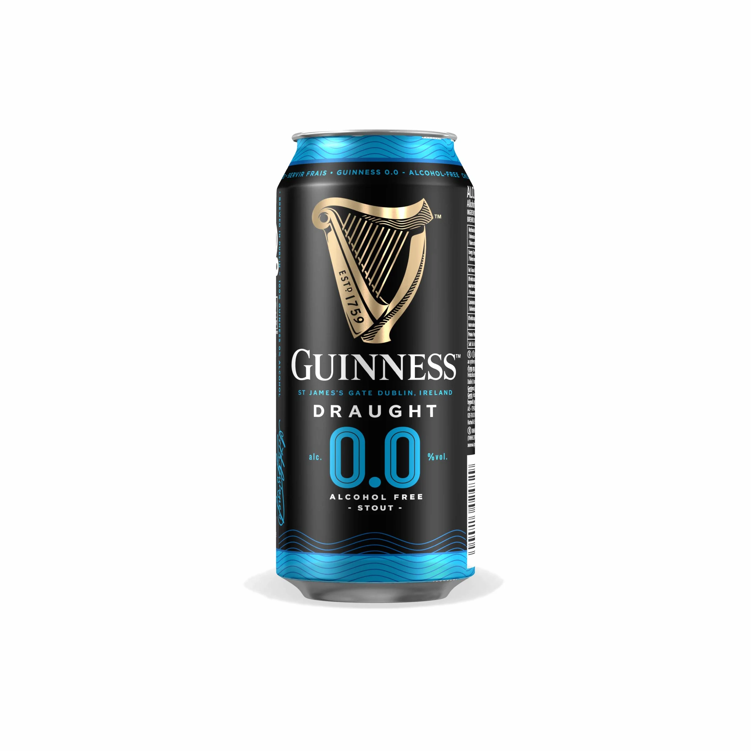 Guinness Draught 0.0 Cerveza Negra irlandesa, Pack Lata, 24 x 44 cl