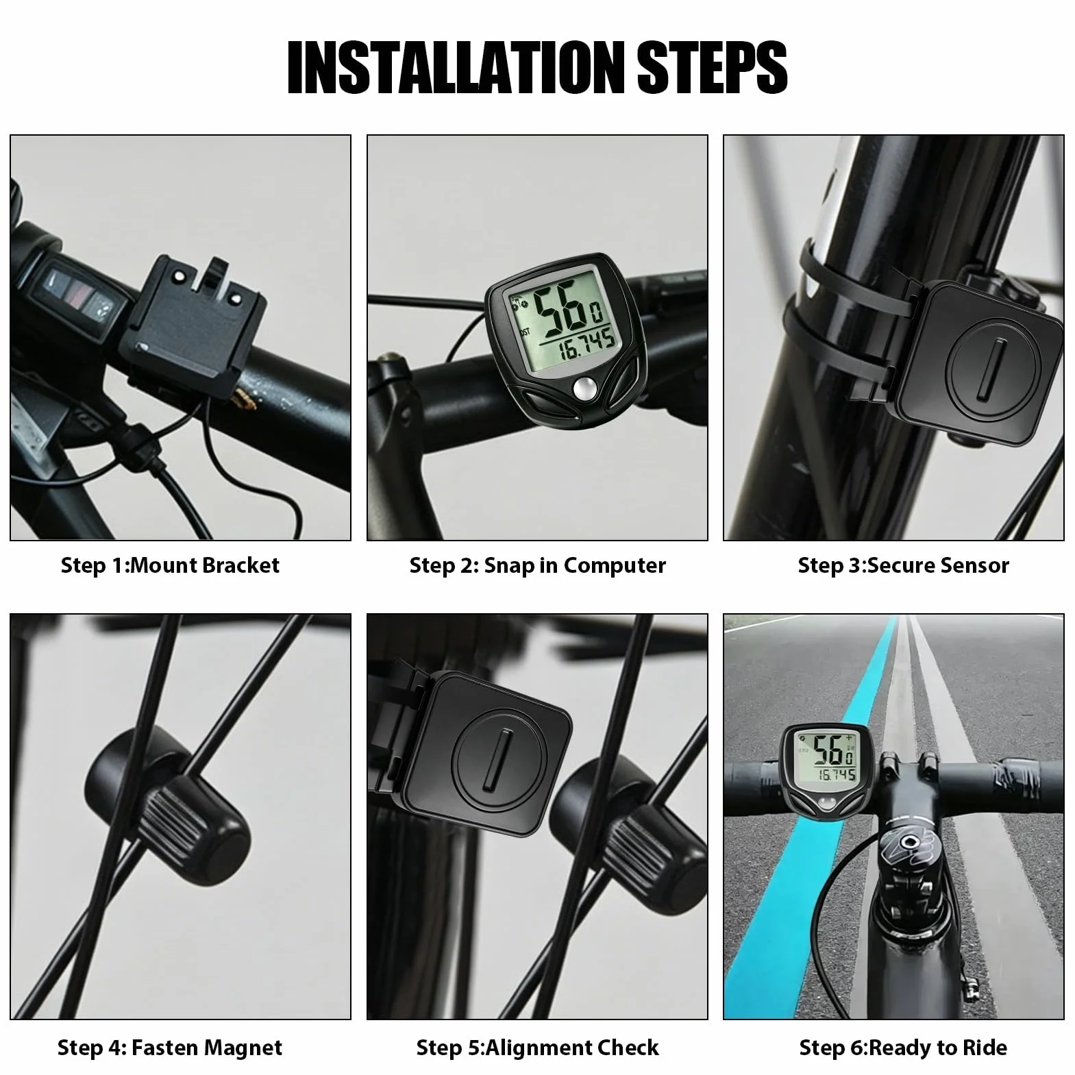 Ciclocomputador Inalámbrico con 19 Funciones IP54 Resistente al Agua Pantalla LCD Inicio Parada Automática