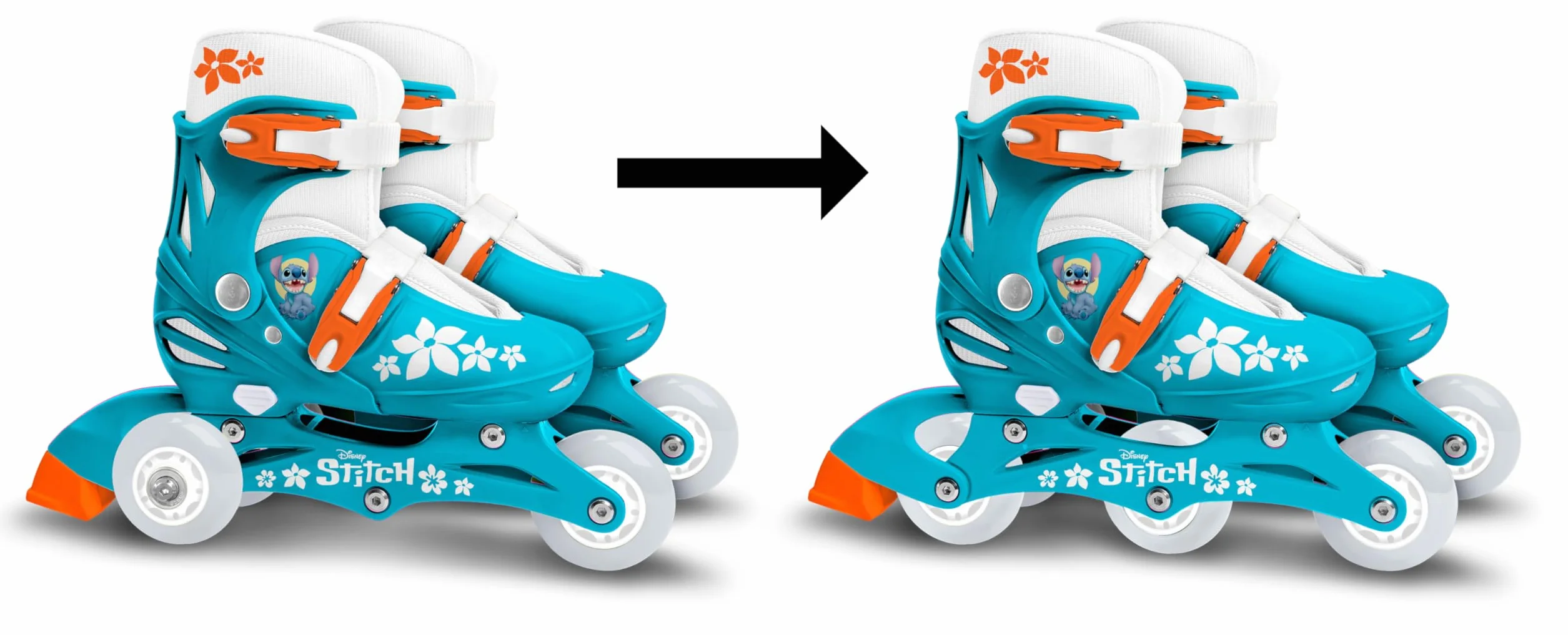Adjustable Two in One 3 Wheels Skate Stamp Stitch Azul Sizes 27-30