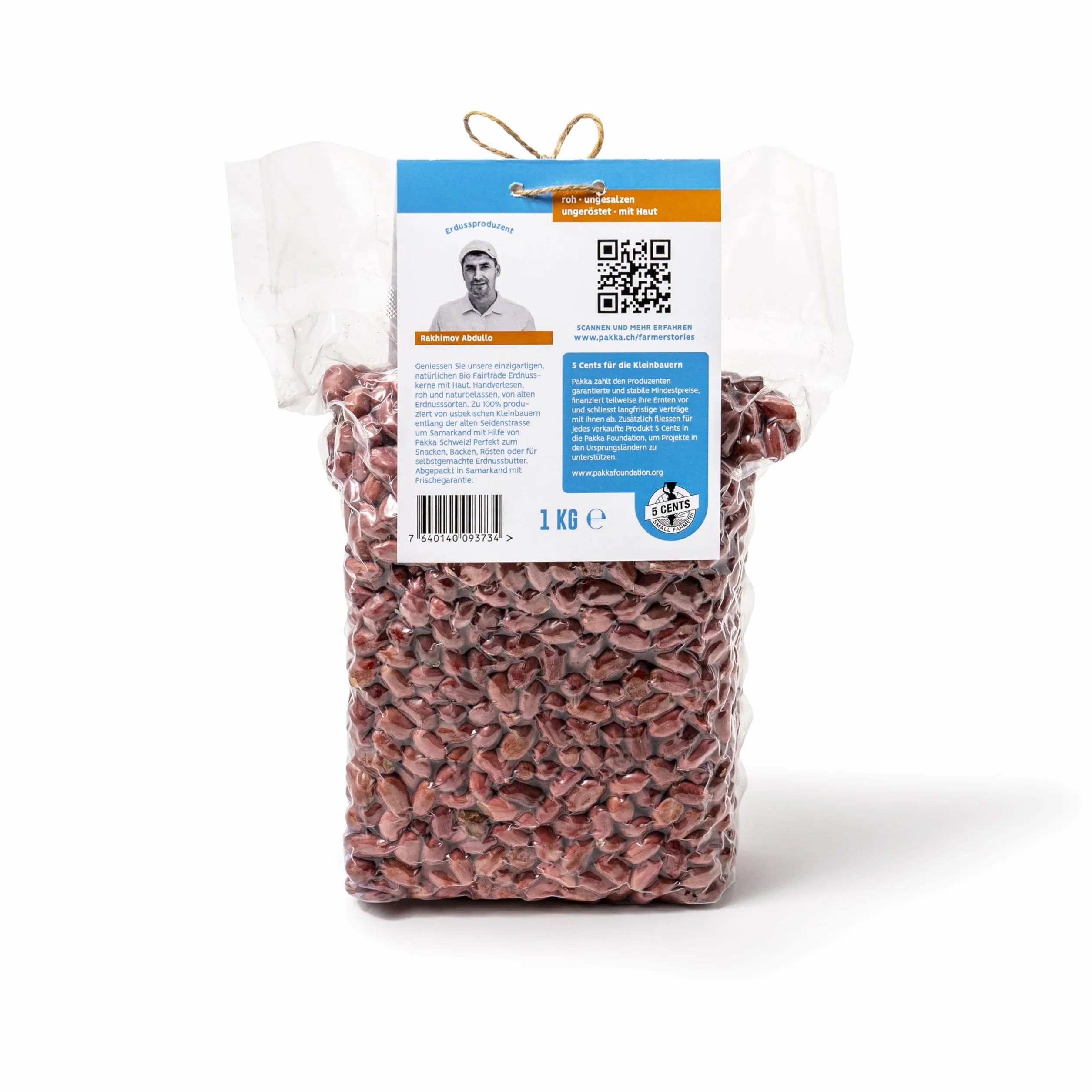 Cacahuetes crudos ecológicos comercio justo con piel roja 1 kg de pequeños agricultores de Uzbekistán veganos