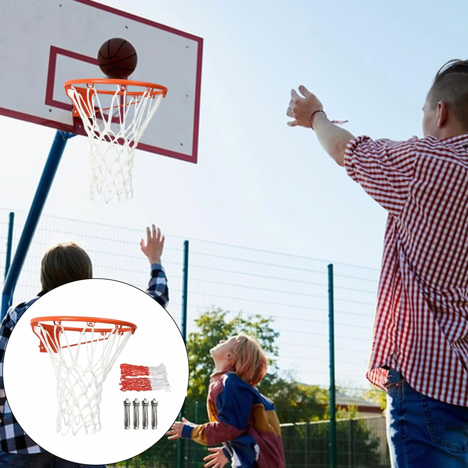 Canasta de baloncesto montada en la pared - Cesta móvil exterior, marco estable, diseño antivuelco