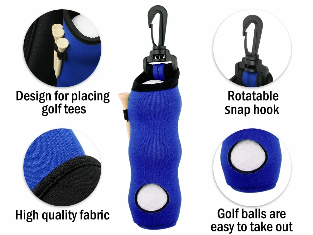 Bolsa de Golf con Clip para 3 Pelotas - Almacenamiento y Transporte de Accesorios