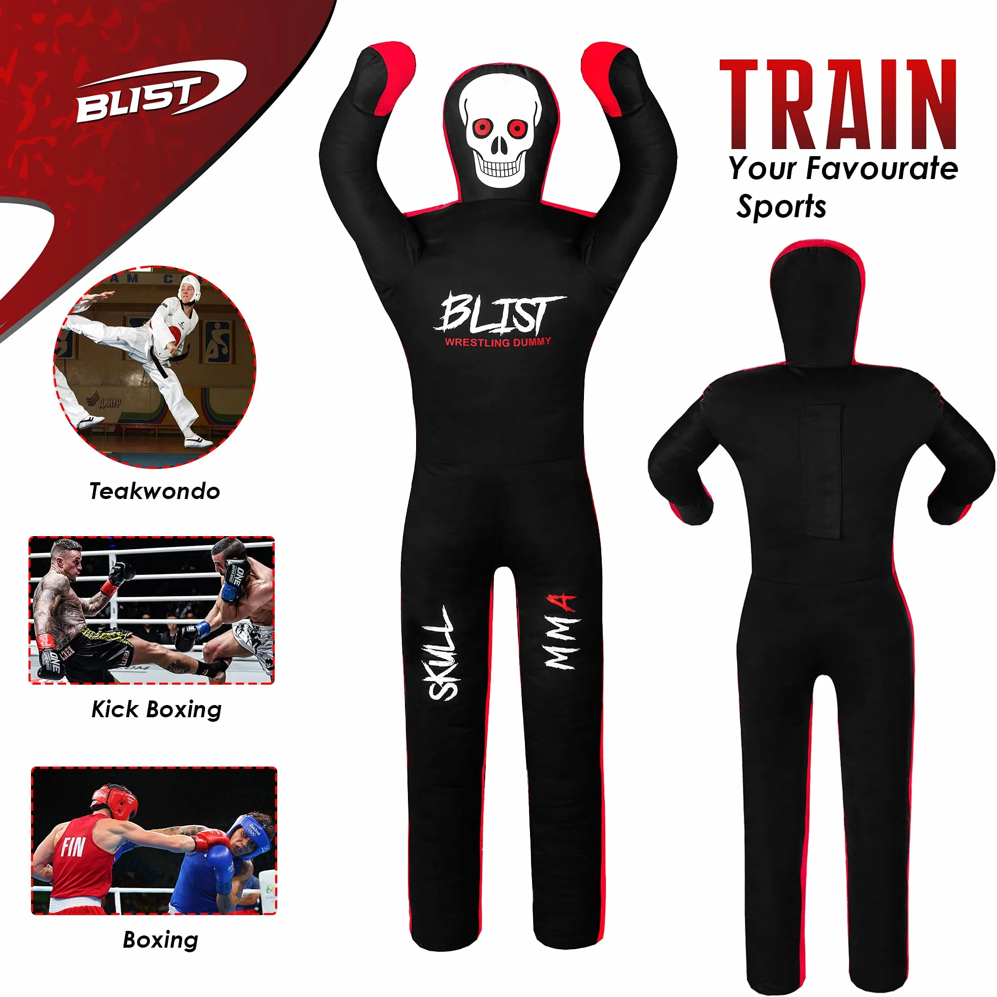 Blist Saco de boxeo brasileño BJJ Jiu Jitsu 70 pulgadas negro