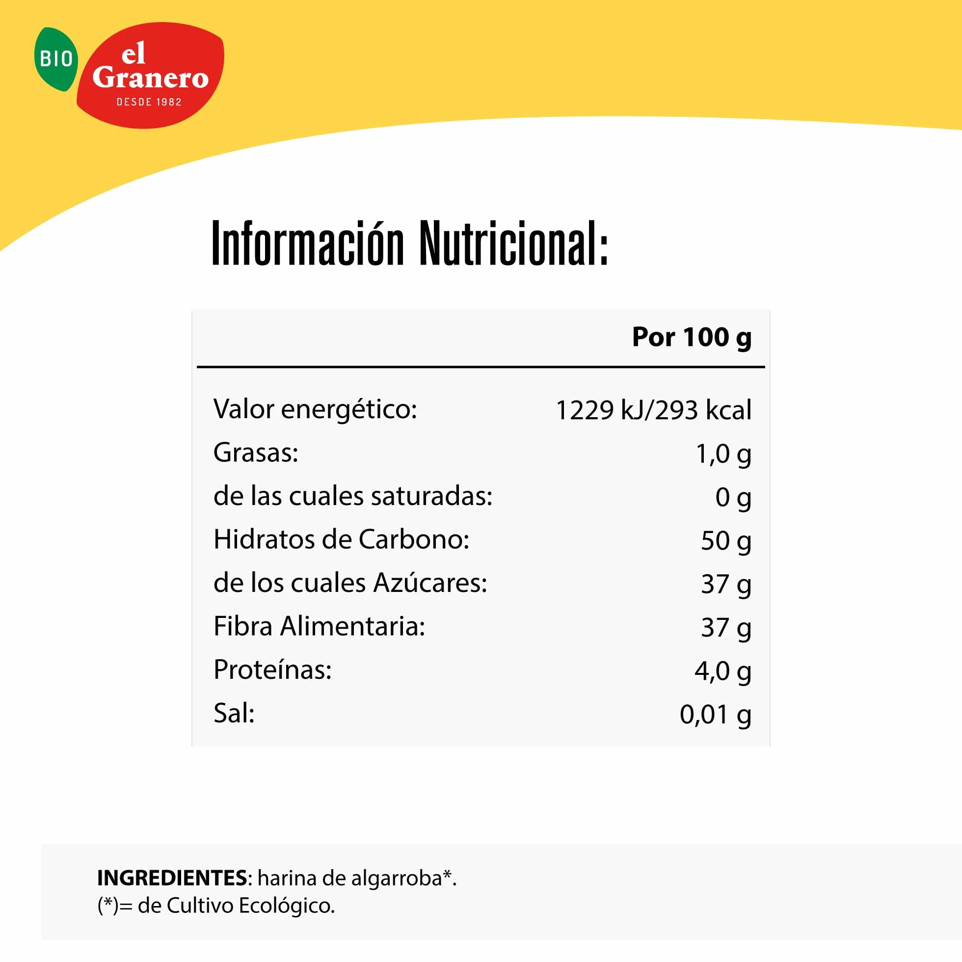 El Granero Integral Harina de Trigo Algarroba BIO Sin Gluten 500 g