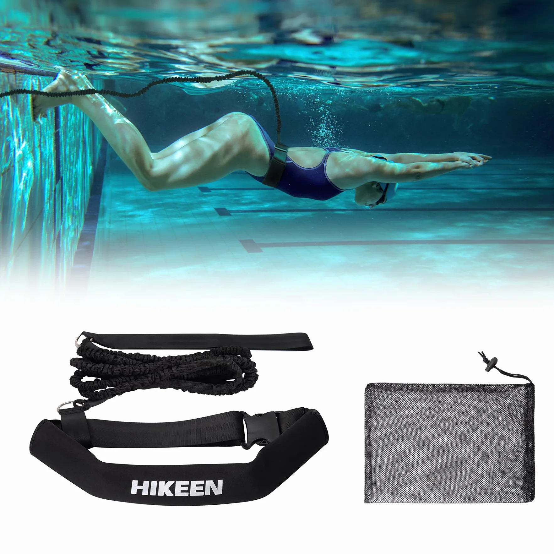 Boosteady Cinturón de Natación 3,6 M Ajustable para Piscina Entrenamiento Niños Adultos
