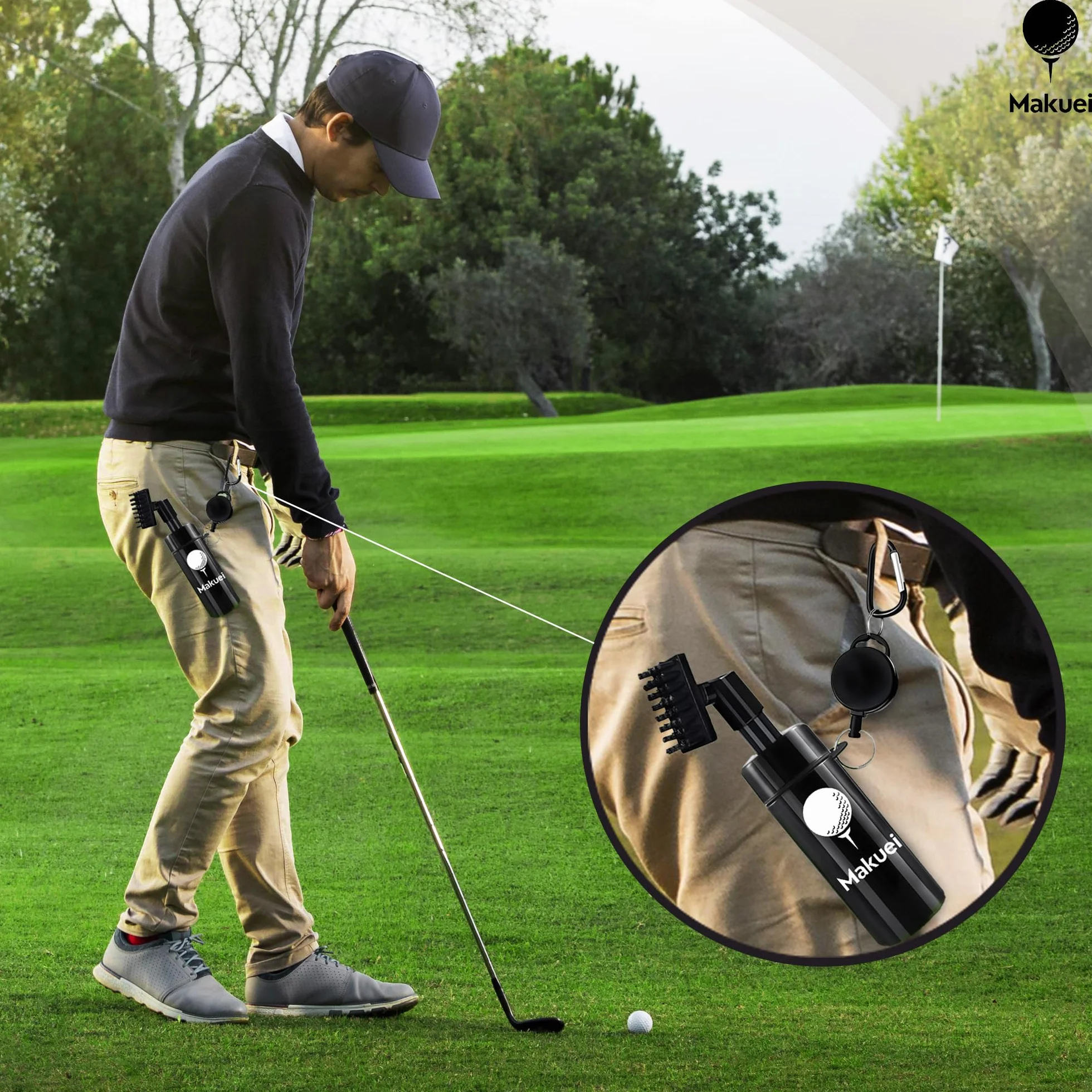 Makuei Cepillo Limpiador de Palos de Golf Accesorios Bolsa Regalo Golfistas