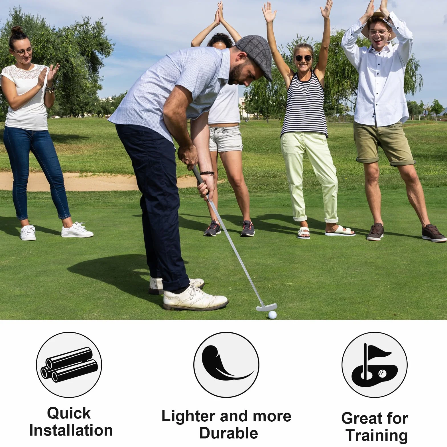 Putter de golf bidireccional para jóvenes principiantes 33 pulgadas con 2 pelotas de golf