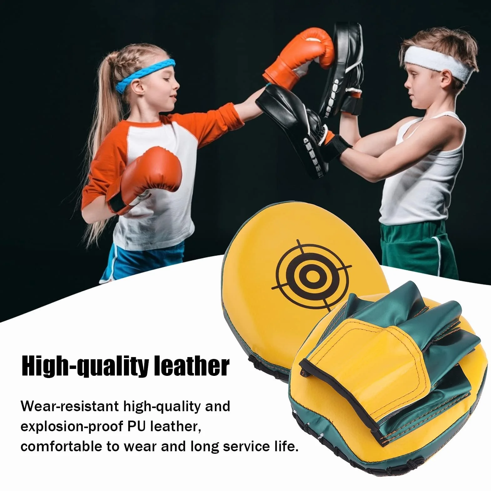 HERCHR Mini Manoplas De Enfoque, Almohadillas De Boxeo De Cuero PU para Kickboxing, MMA, Muay Thai