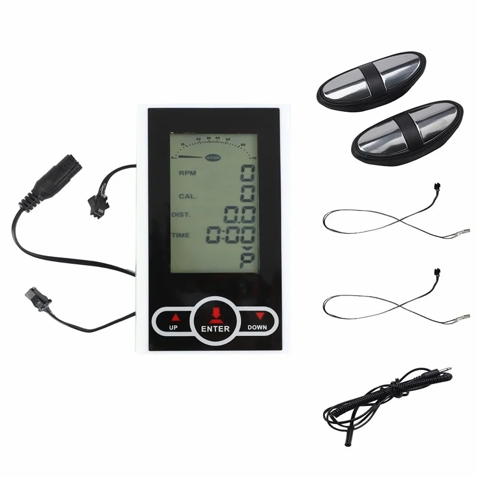 Monitor de bicicleta estática Velocímetro Pantalla con Sensor de Frecuencia Cardíaca Tiempo Velocidad Calorías Plástico Blanco