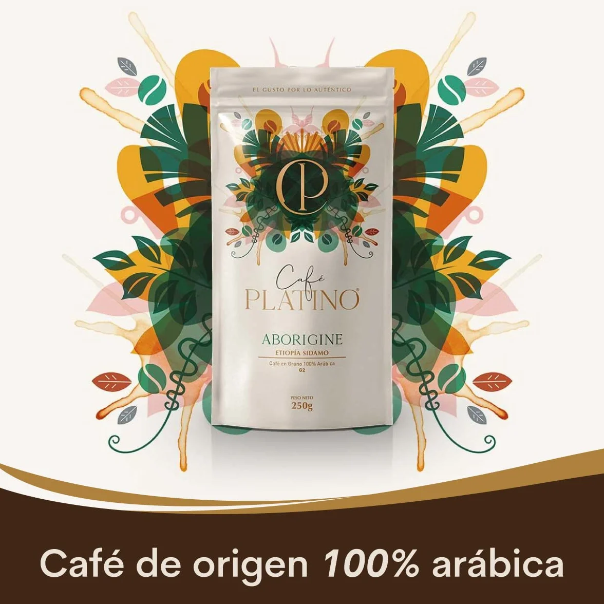 Café Platino Aborigine - Café Molido de Etiopía Sidamo Tostado 250g - 100% Arábica G2