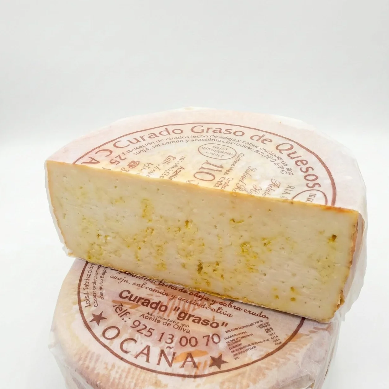 Queso de Oveja y Cabra Curado – Leche Cruda, Aceite Oliva en pasta – Fuerte y Picante – Media Pieza 1,4kg – Auténtico Ocaña | curación 5-12m, Toledo, regalo gourmet, añejo, sin pasteurizar
