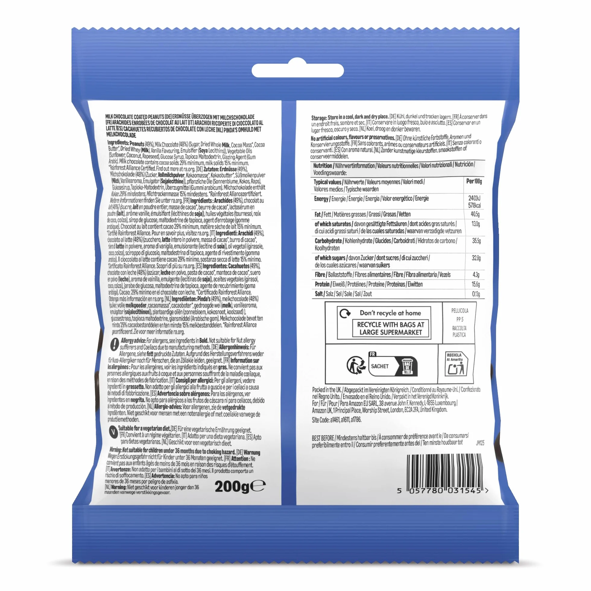 by Amazon Cacahuetes Recubiertos De Chocolate, 200g