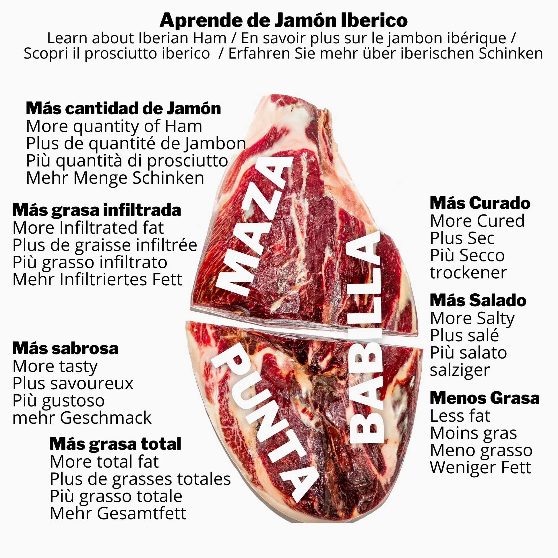 2 kg Punta de Jamón de Cebo de Campo Ibérico 50% Raza Ibérica Deshuesado - Jamon Iberico de Elaboracion Tradicional - Embutidos ibéricos