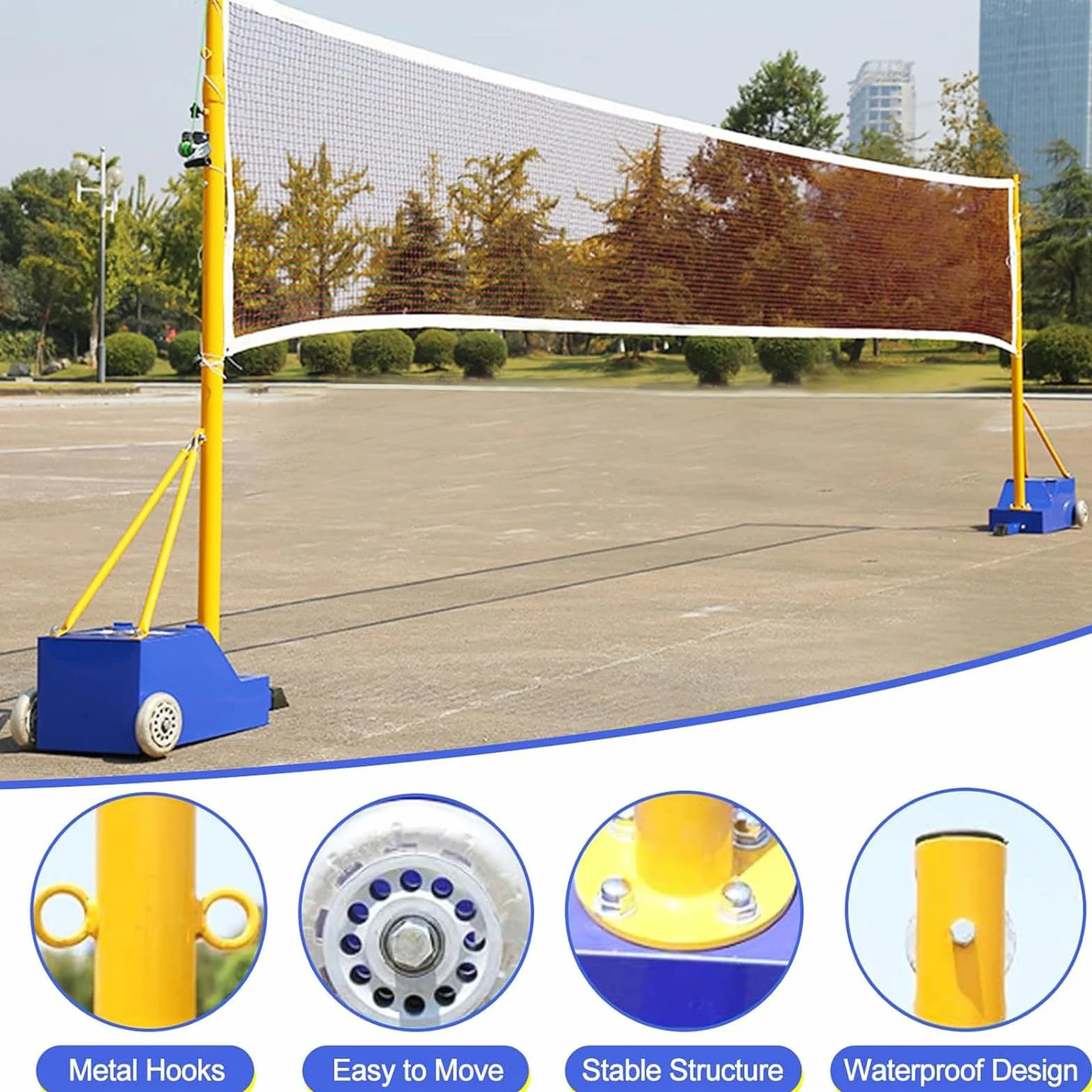 Postes de voleibol portátiles para patio trasero con red y bolsa de almacenamiento