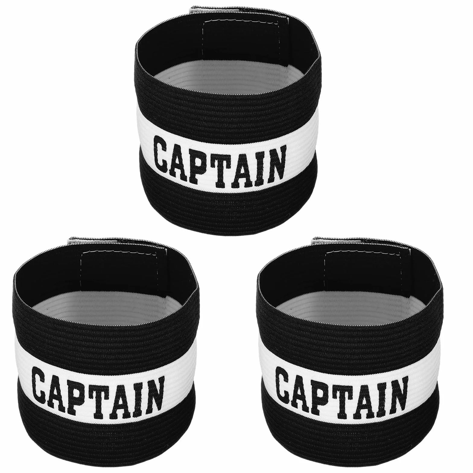Brazalete de Capitán de Fútbol Elástico de Nailon Ajustable Negro