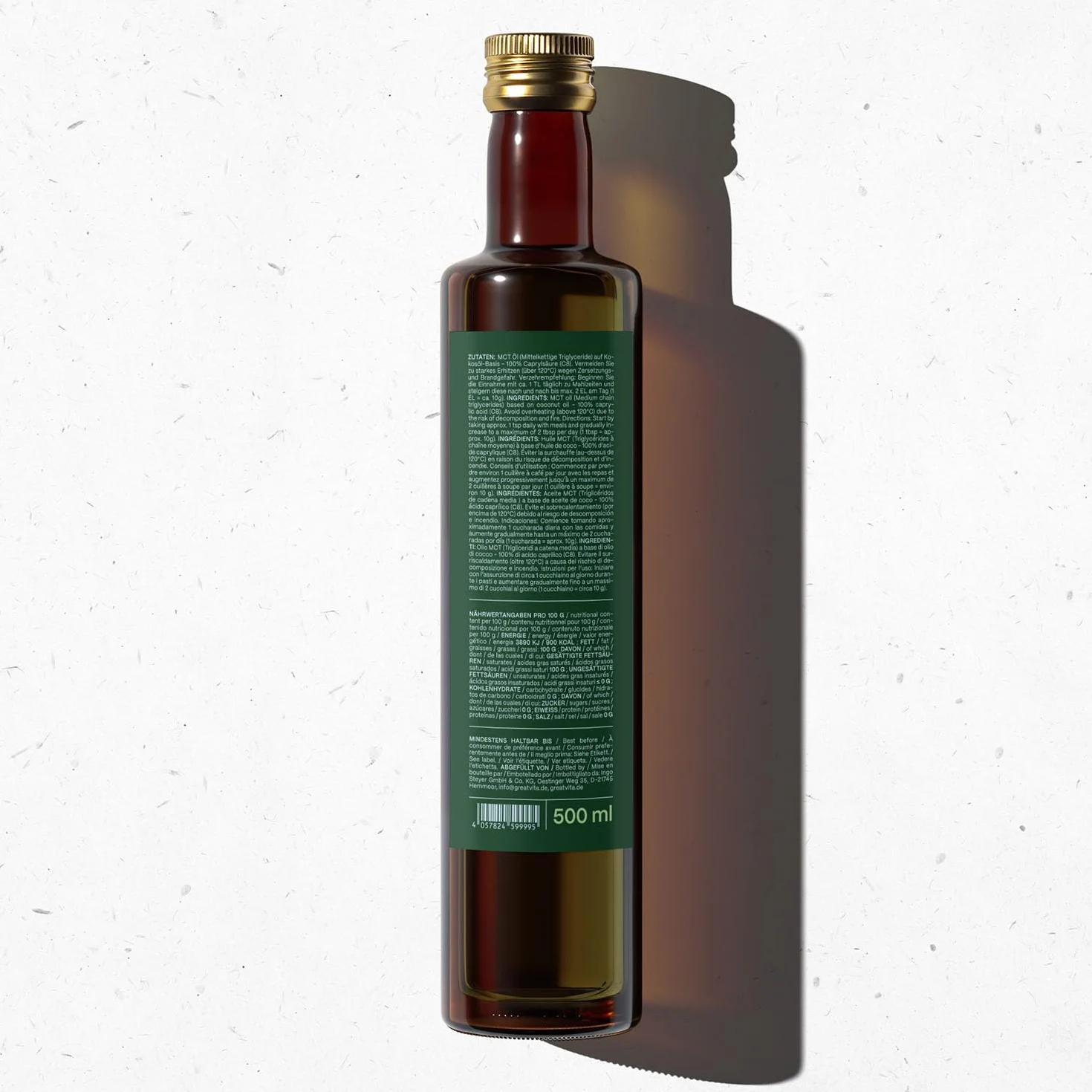 Aceite MeaVita C8, a base de aceite de coco, aceite MCT ácido caprílico, 500 ml