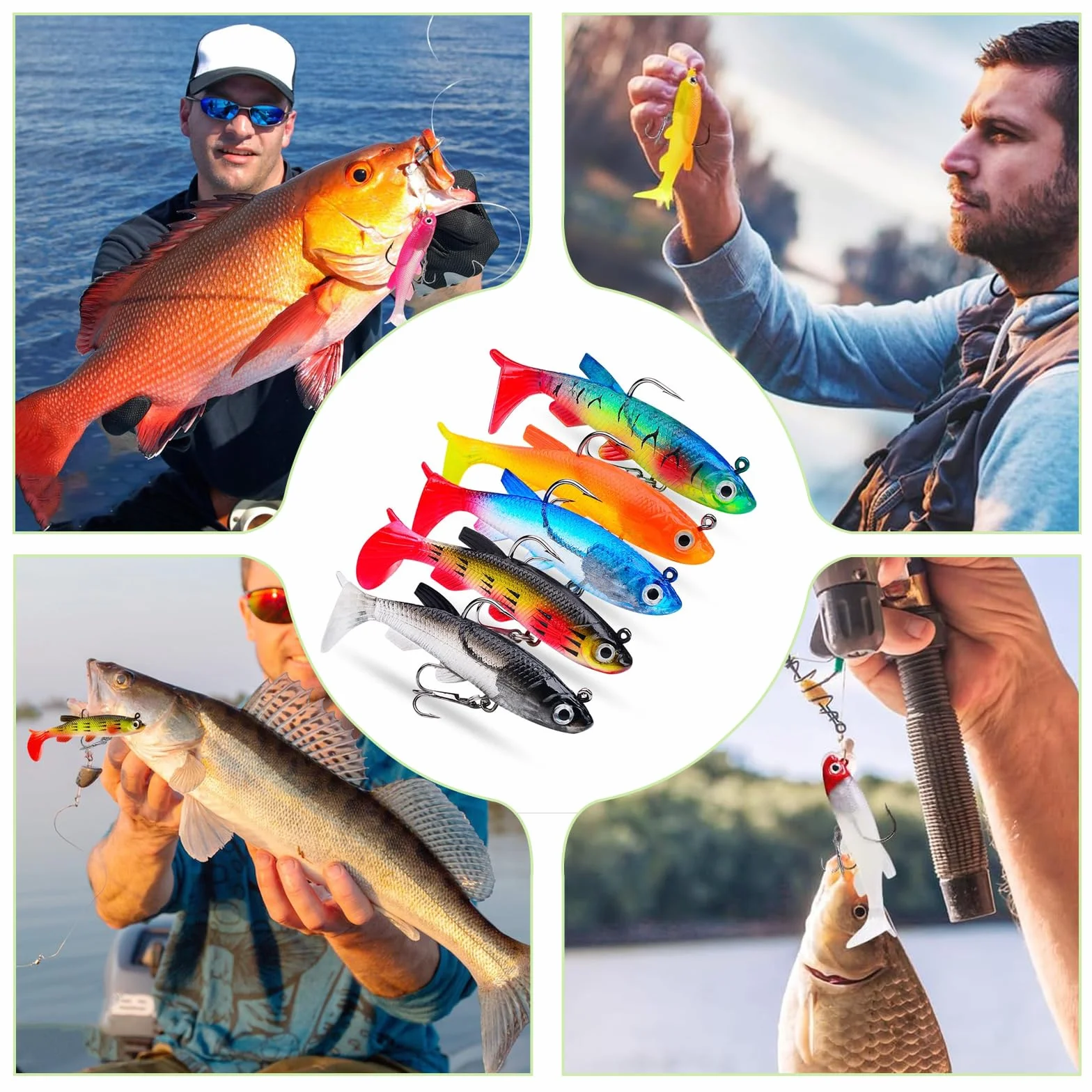 Señuelos de pesca 10 unidades goma cabeza jig artificiales agua dulce salada regalo perca mandarina boca caballo tilapia