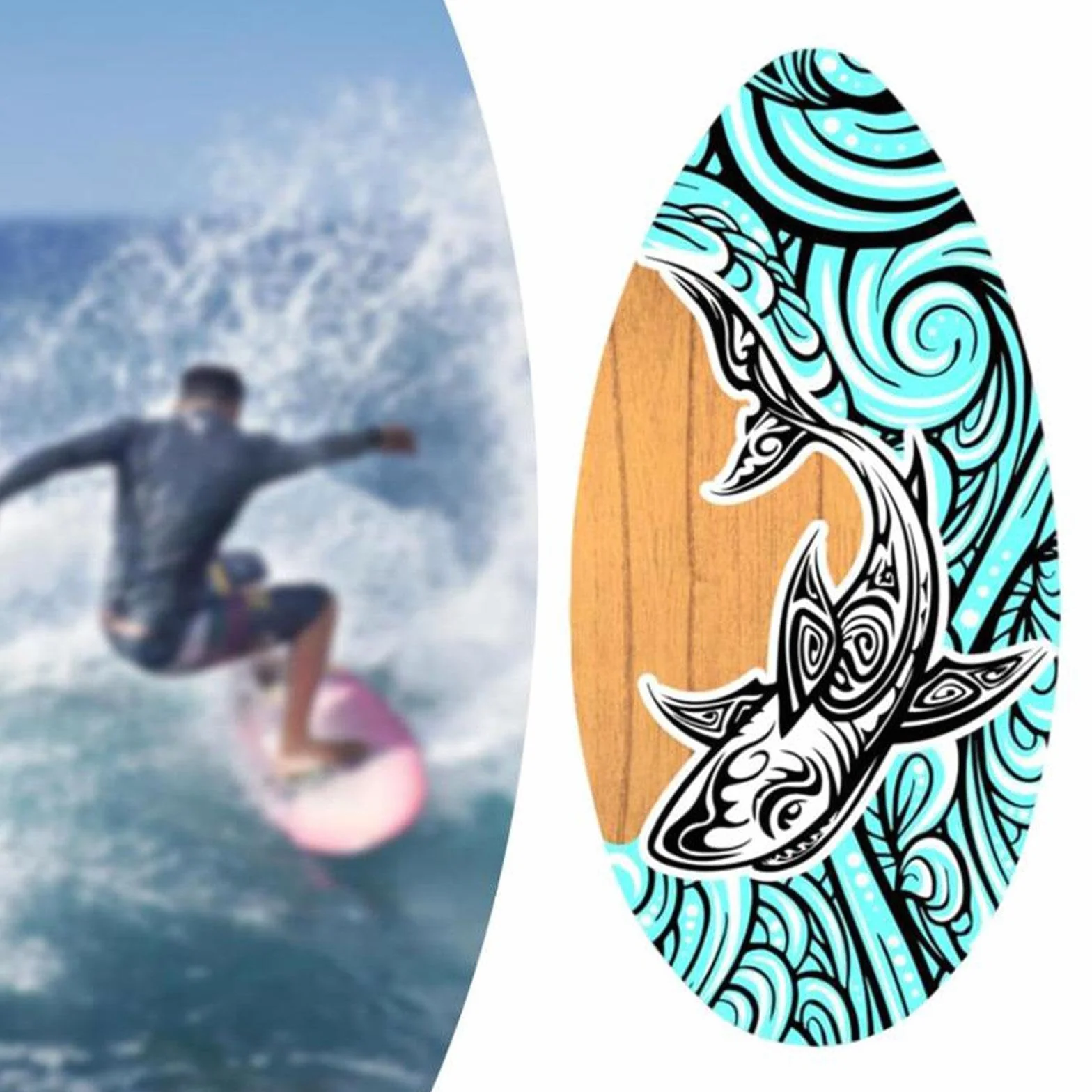 Amagogo Tabla de Skimboard de Madera para Playa, Arena, Aguas Poco Profundas, Tabla de Surf Pequeña