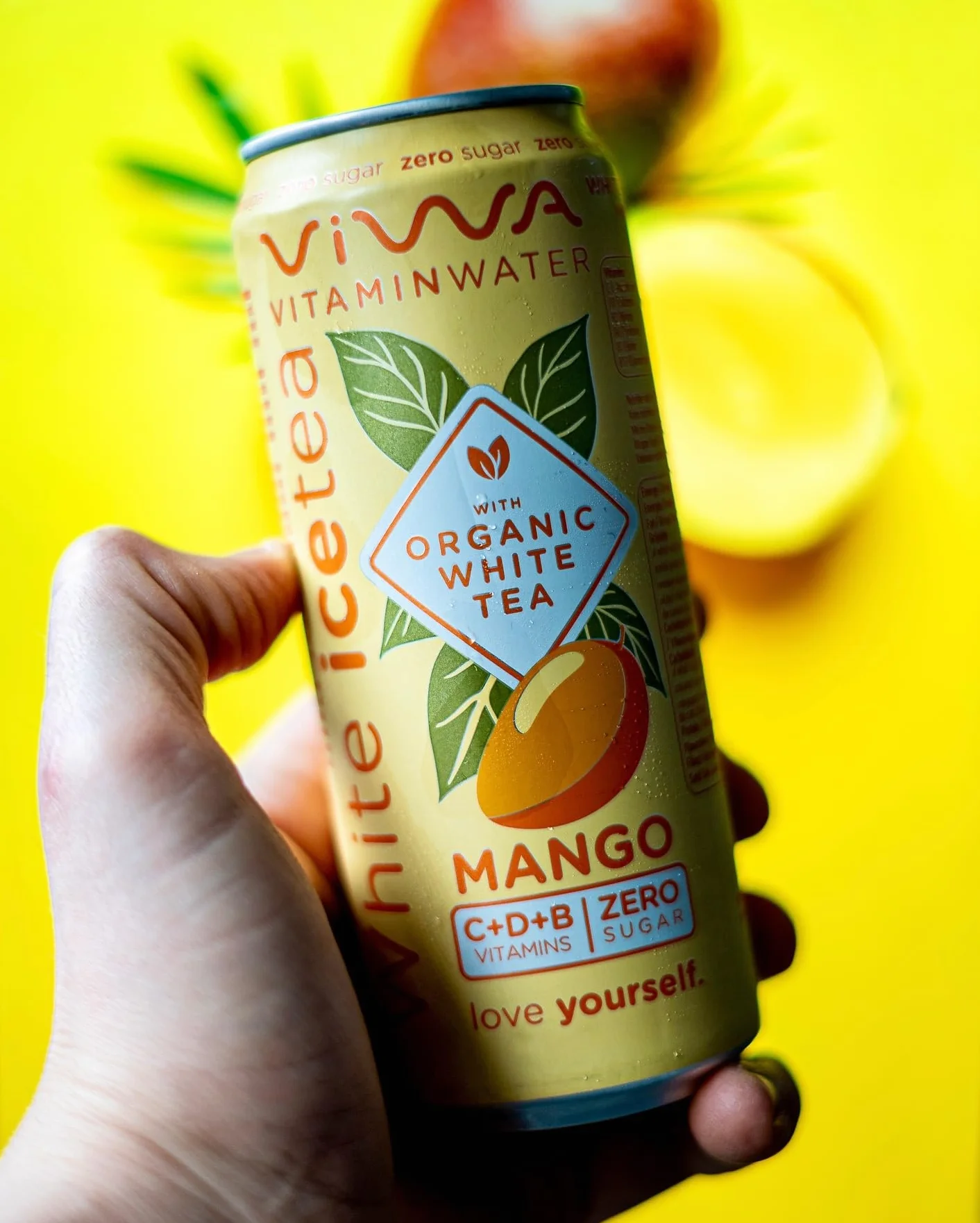 VIWA VITAMIN WATER Té Helado Blanco Bebida Refrescante Cero Azúcar con Vitaminas C, D y B. Sabor Mango, 330ml, Pack de 24, White Tea
