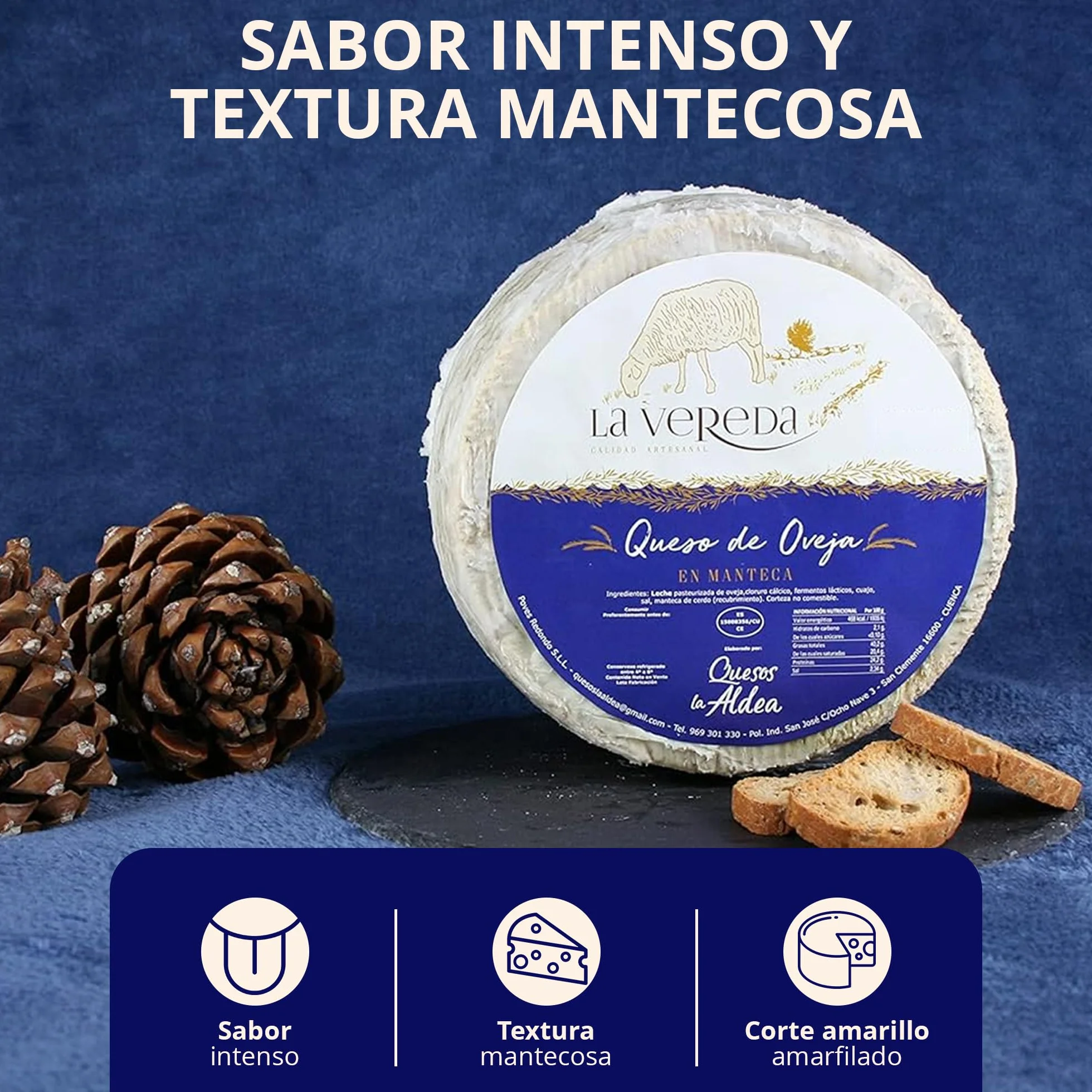 Queso Artesano de Oveja en Manteca de Cerdo 3 kg Curado Mínimo 6 Meses