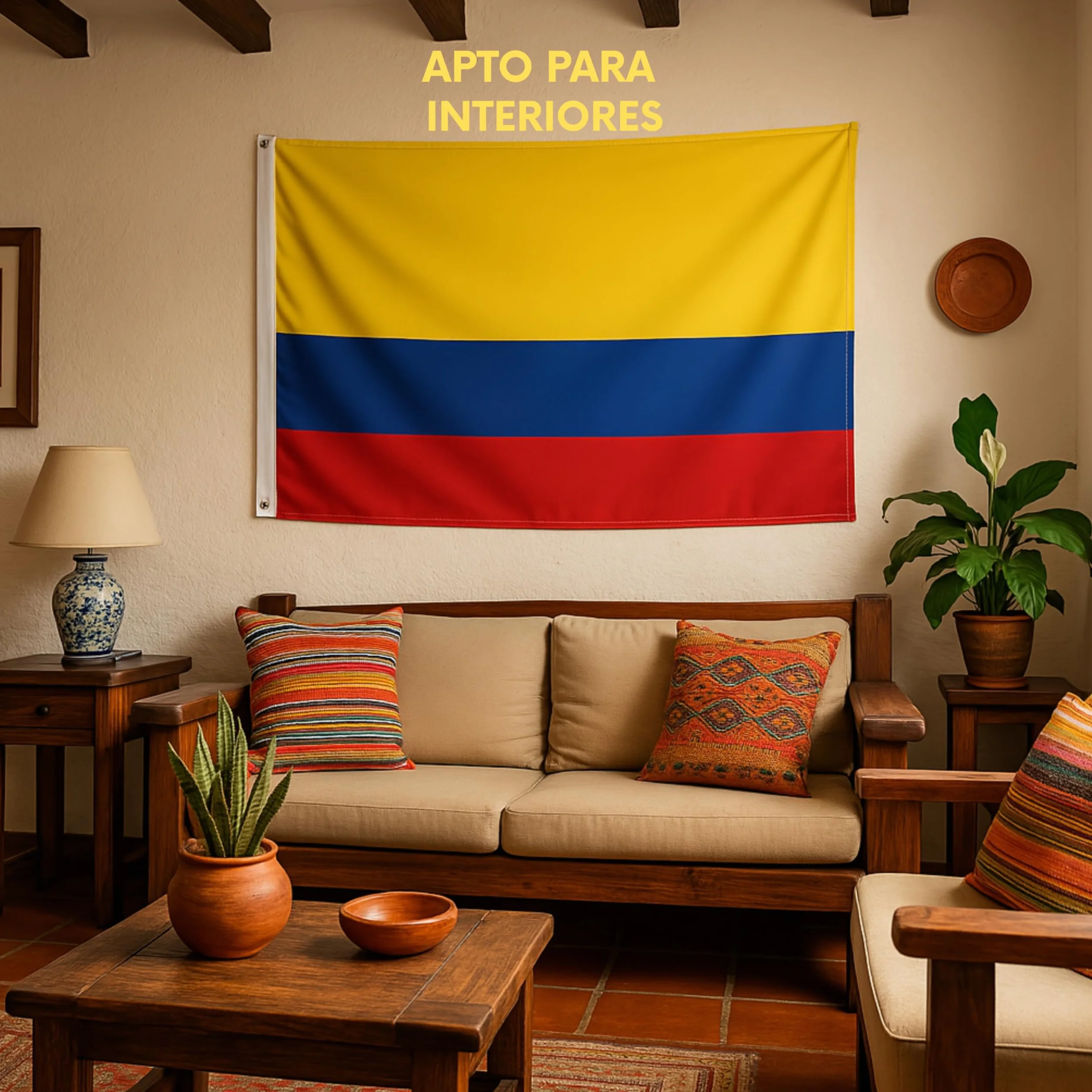Bandera Colombia Grande 90x150 cm Poliester 100 Denier Decoración Mundial 2026