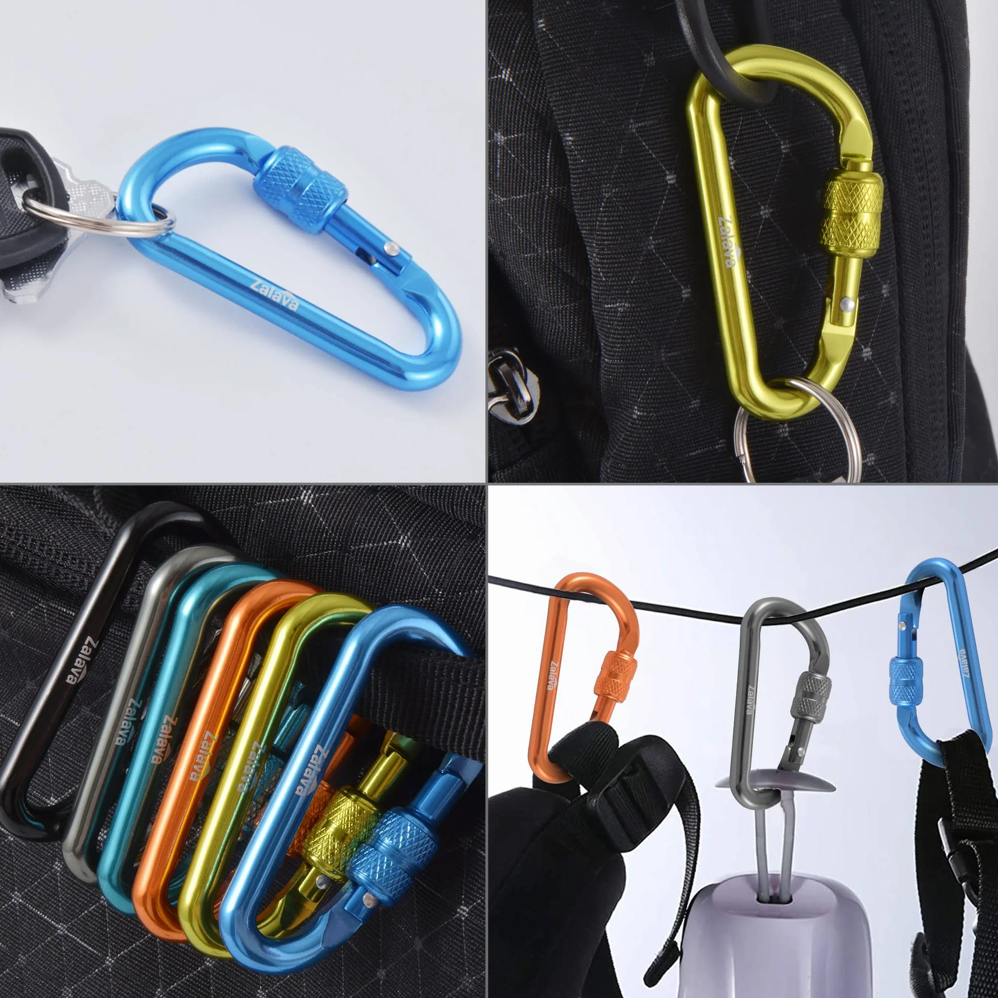 Mini Mosquetón de Aluminio D - Llavero con Tapón de Rosca para Camping