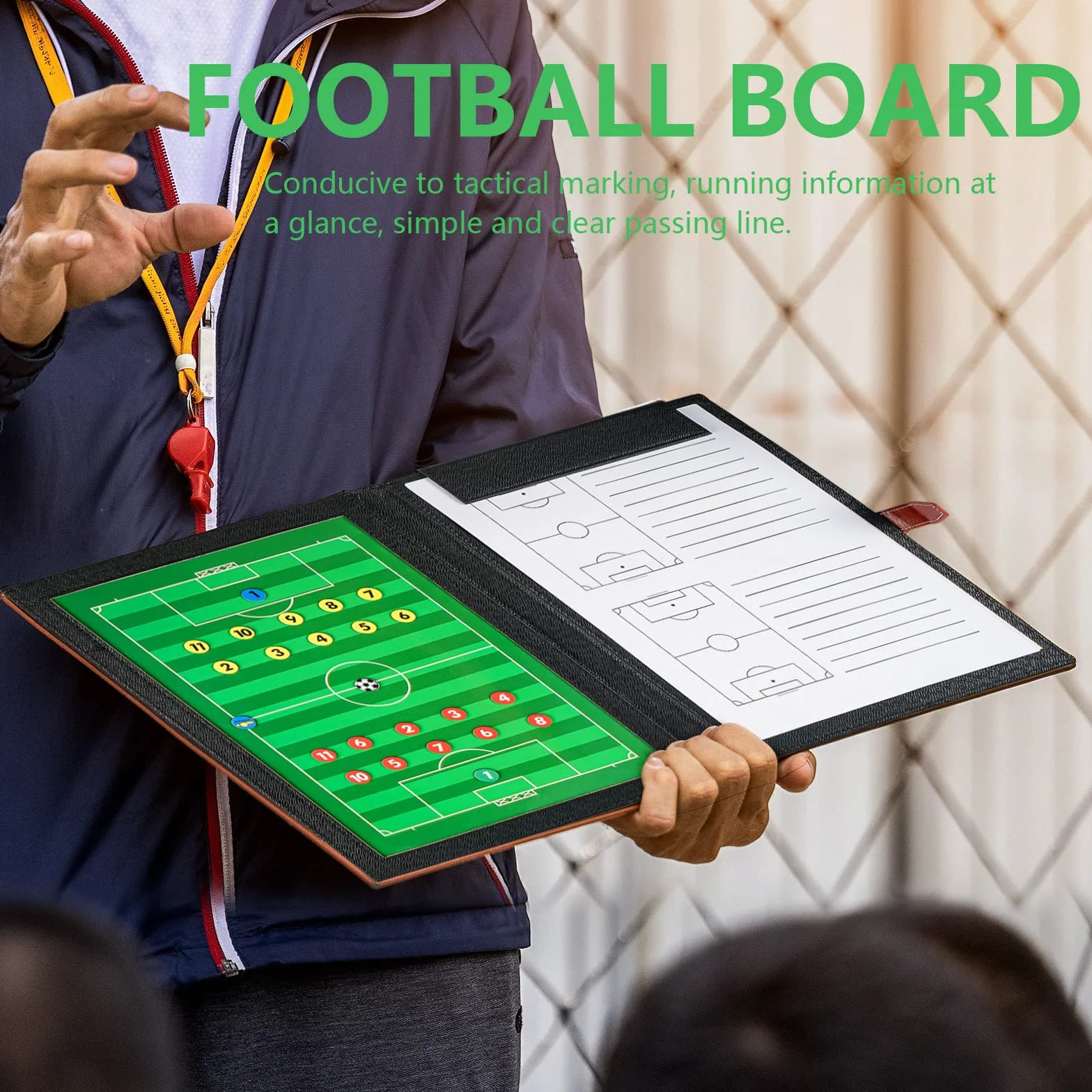 Pizarra Entrenador Fútbol Plegable Portátil Papel Táctico Equipo Planificación Táctica