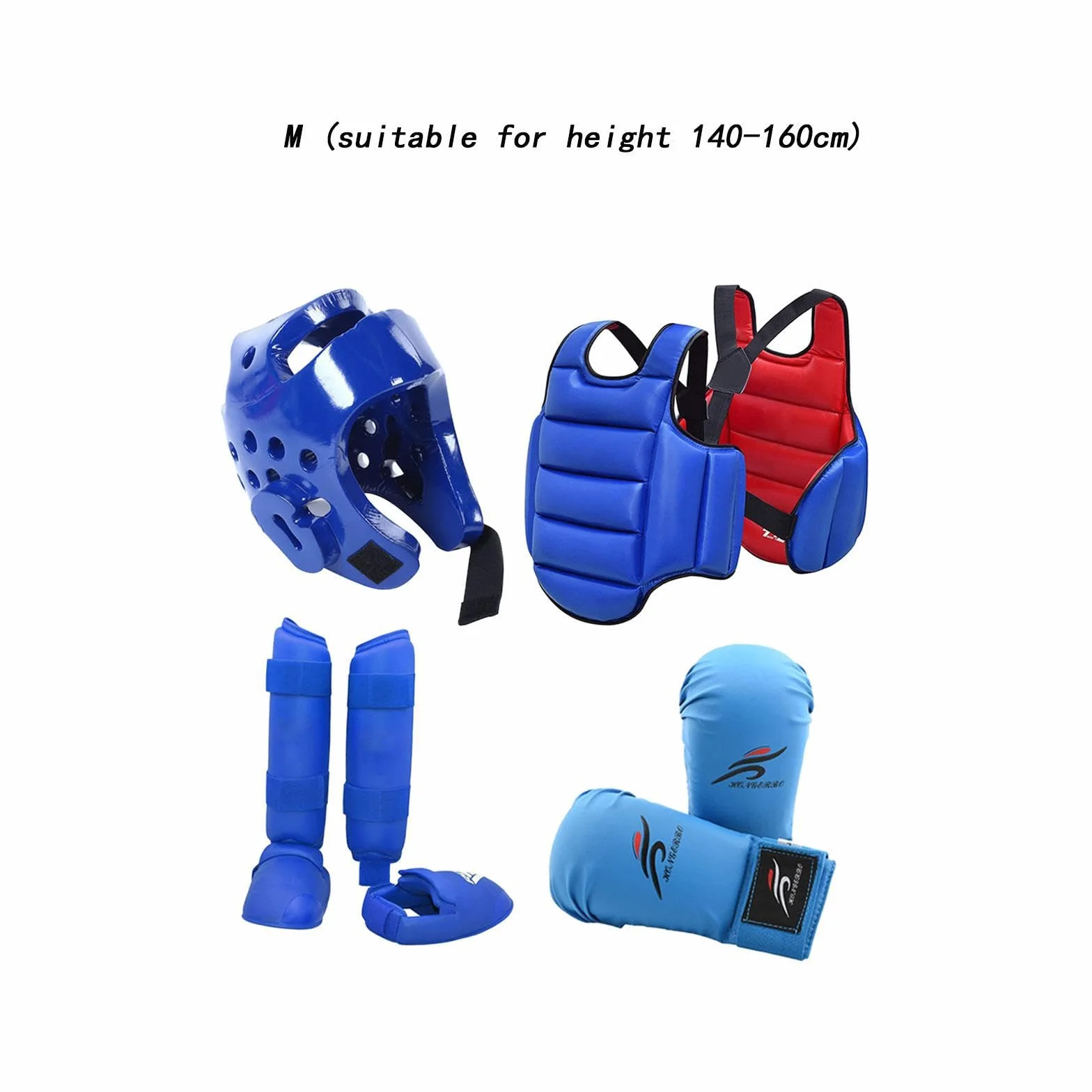 Karate Sparring Set Casco Boxeo Guantes Espinilleras Protector Corporal Entrenamiento Competición