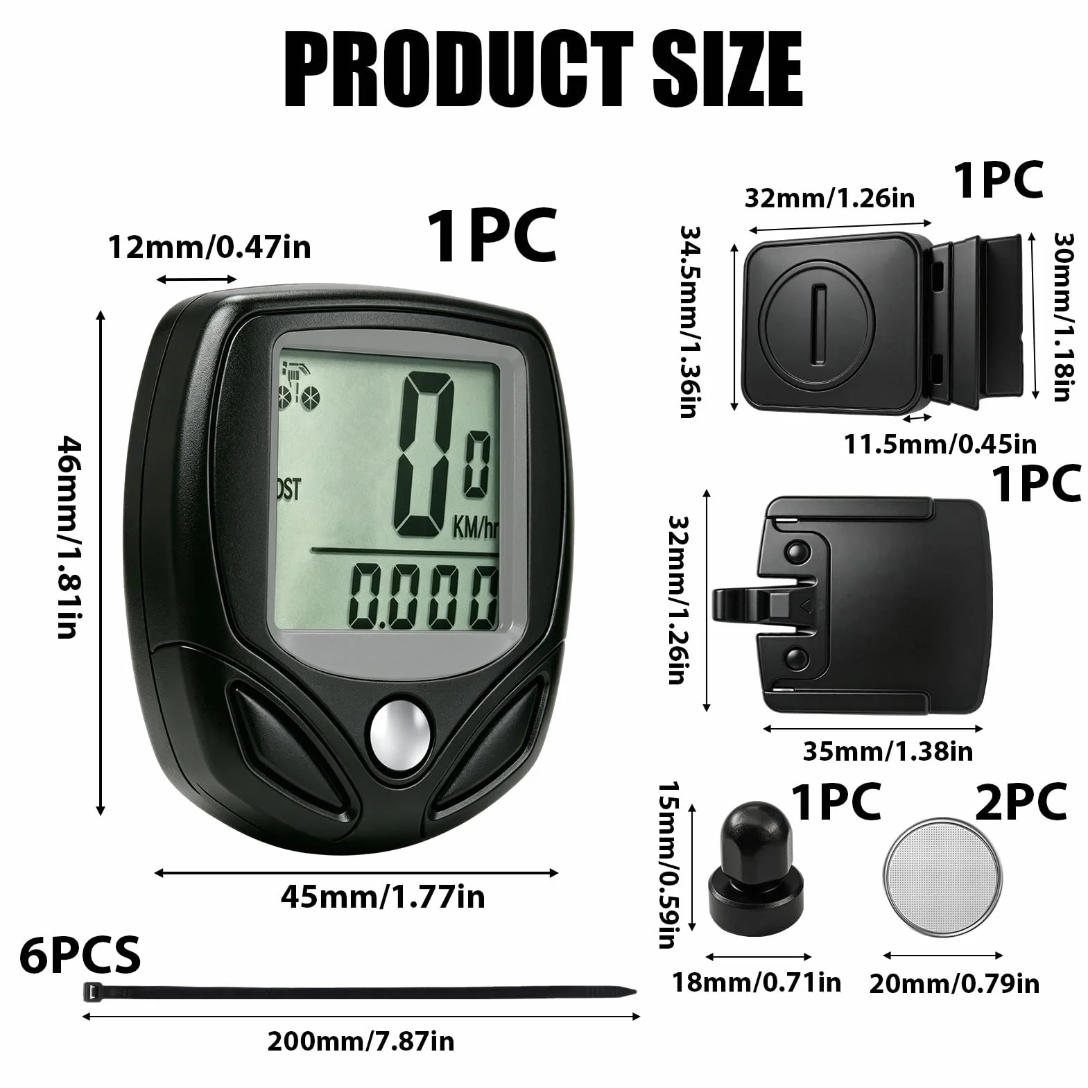 Ciclocomputador Inalámbrico con 19 Funciones IP54 Resistente al Agua Pantalla LCD Inicio Parada Automática