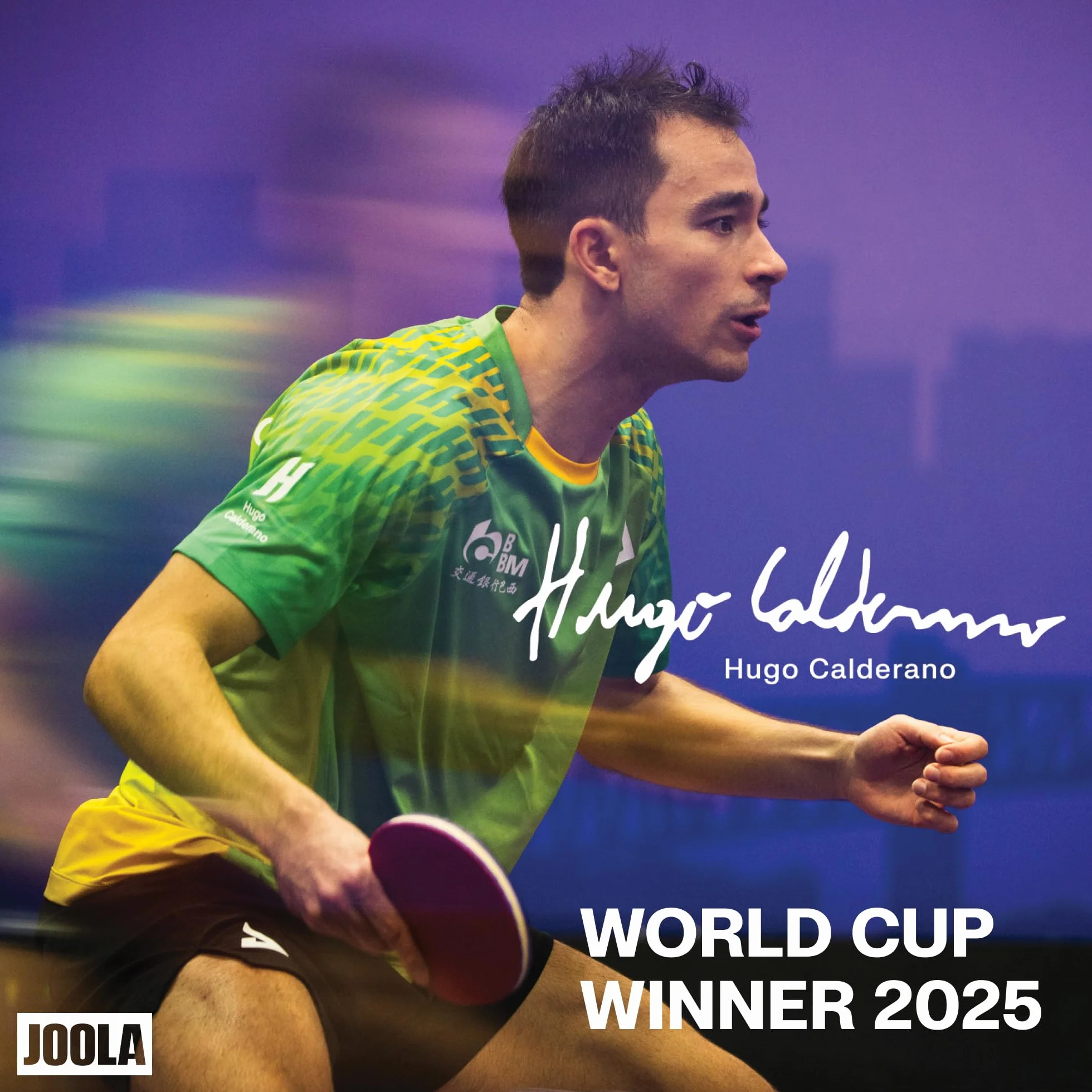 JOOLA Hugo Calderano Carbon Raqueta de Ping Pong con Funda y 3 Pelotas, Aprobado ITTF, Negro y Verde