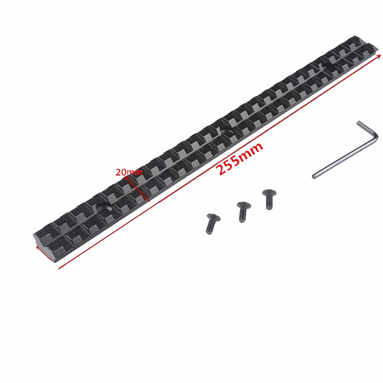 Rail Picatinny 25 Slots 257mm para Rifle Airsoft Weaver Soporte Mira Holografica Scope