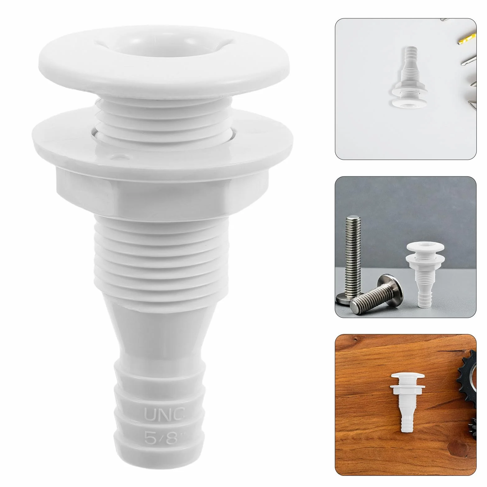 Alipis Salida de Drenaje de Plástico Marino 5/8 Pulgadas 16 MM para Barcos Accesorio de Paso de Casco Resistente a Rayos UV y Agua Salada