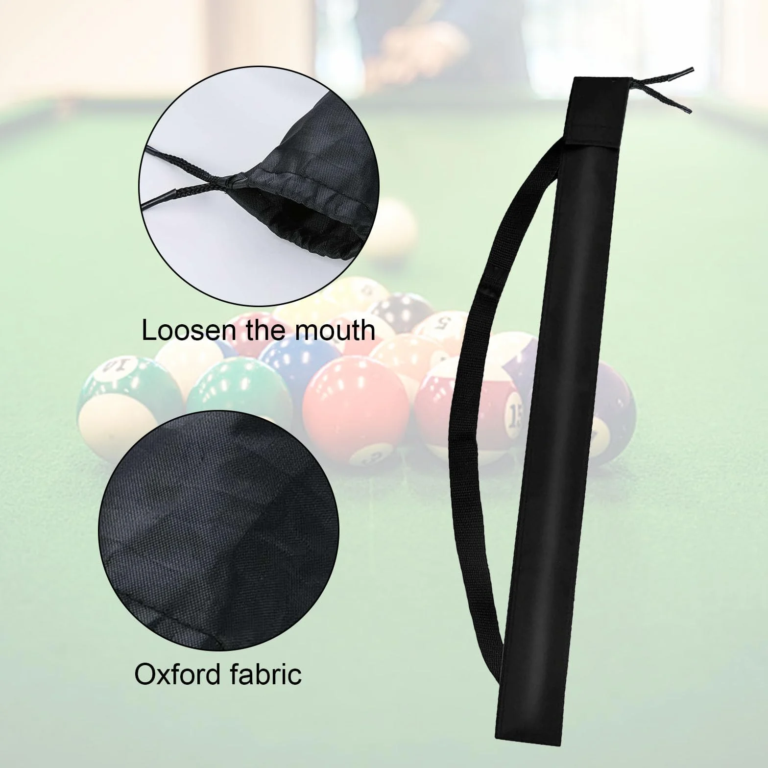 Funda para taco de billar negra 10 x 90 cm