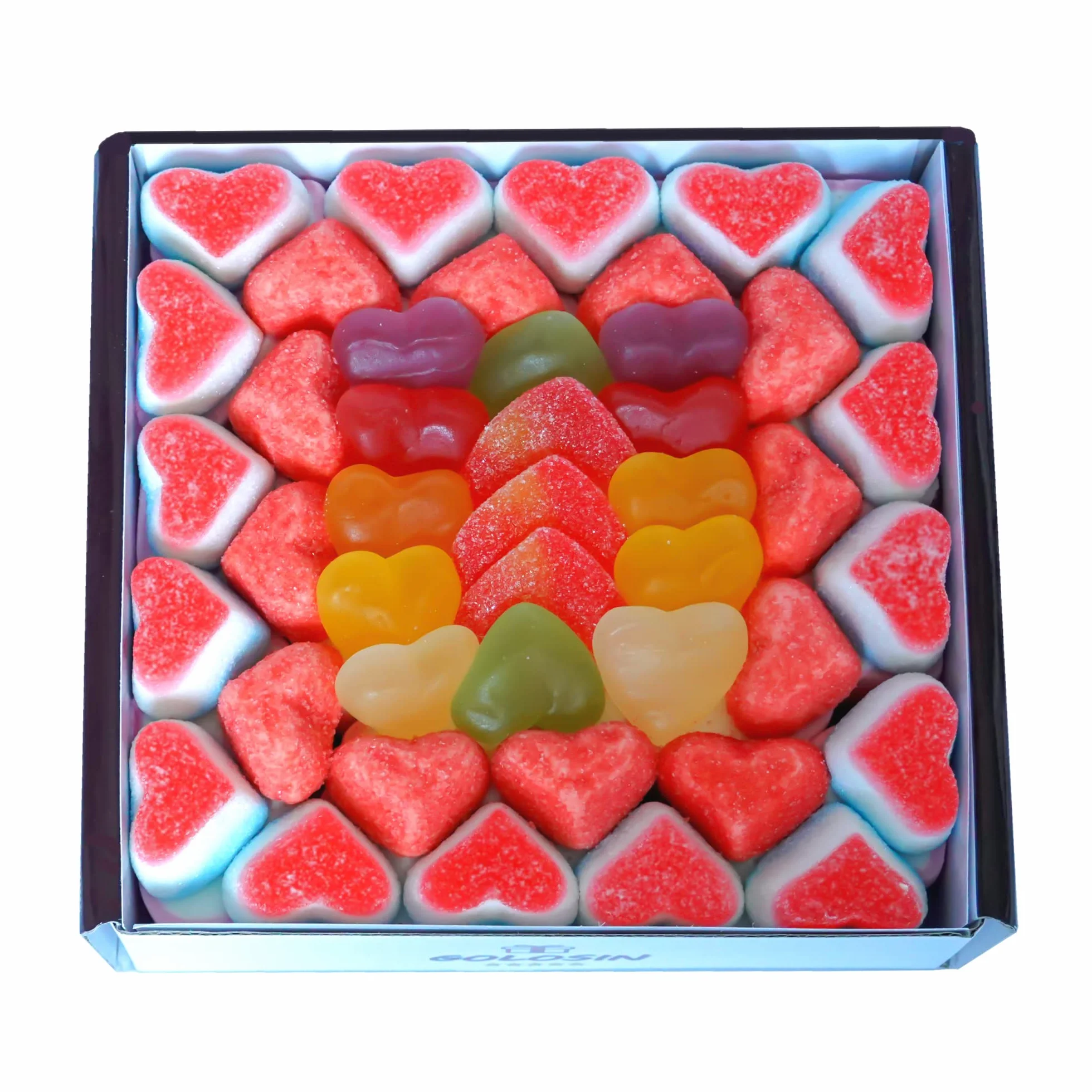 Regalo Original. Golosinas con Formas de Corazones en una Elegante Caja para Regalar.