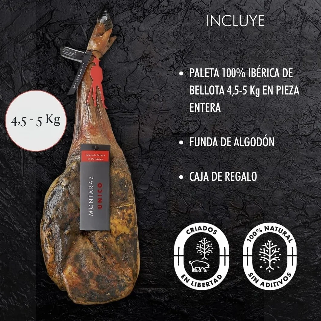 Paleta Ibérica de Bellota 100% Raza Ibérica Curación 24 Meses 4,5-5 kg Sin Aditivos