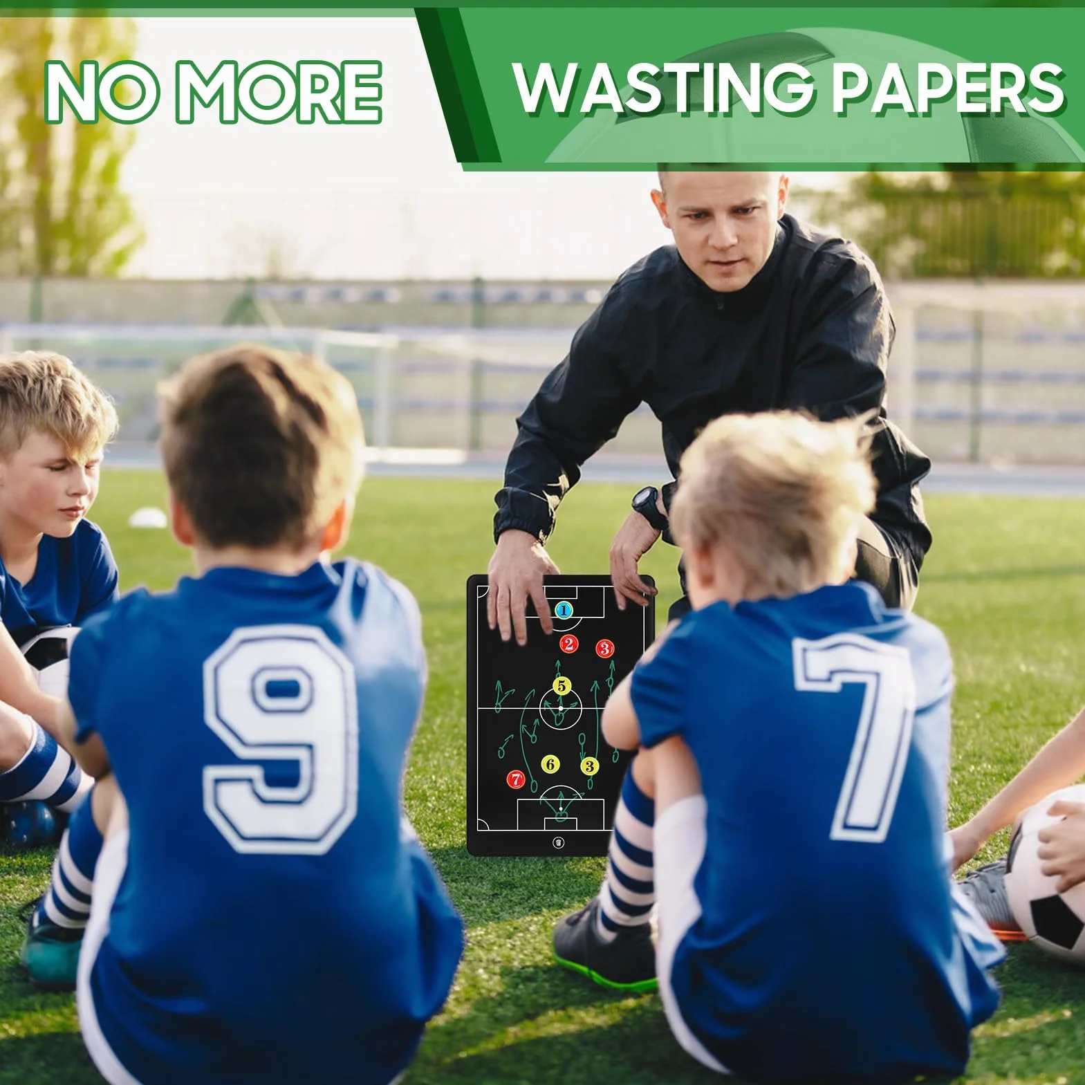 Tablero de tácticas LCD 16 pulgadas fútbol, electrónico mejorado, bloc escritura táctico magnético marco ABS, impermeable resistente caídas con bolígrafo