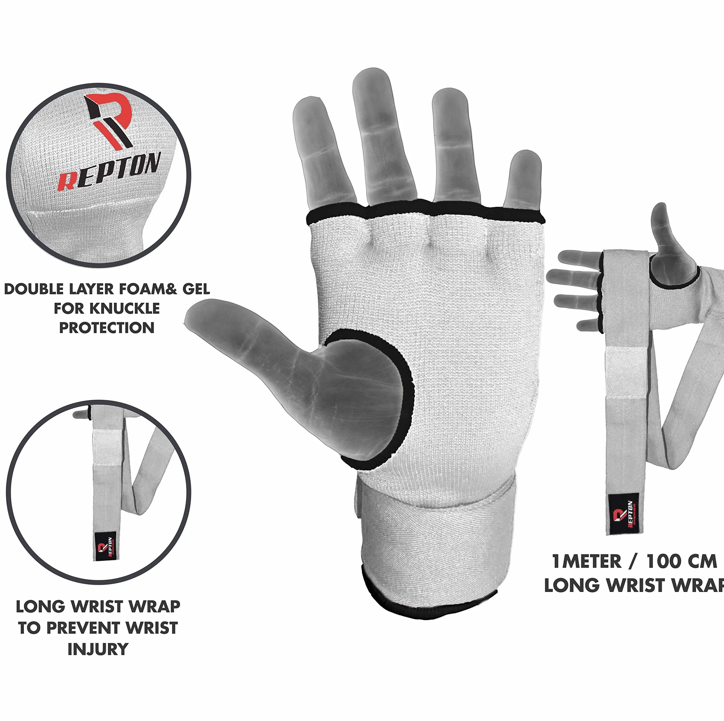 Guantes de boxeo interiores 100 cm, correas de muñeca elásticas, acolchados para artes marciales mixtas