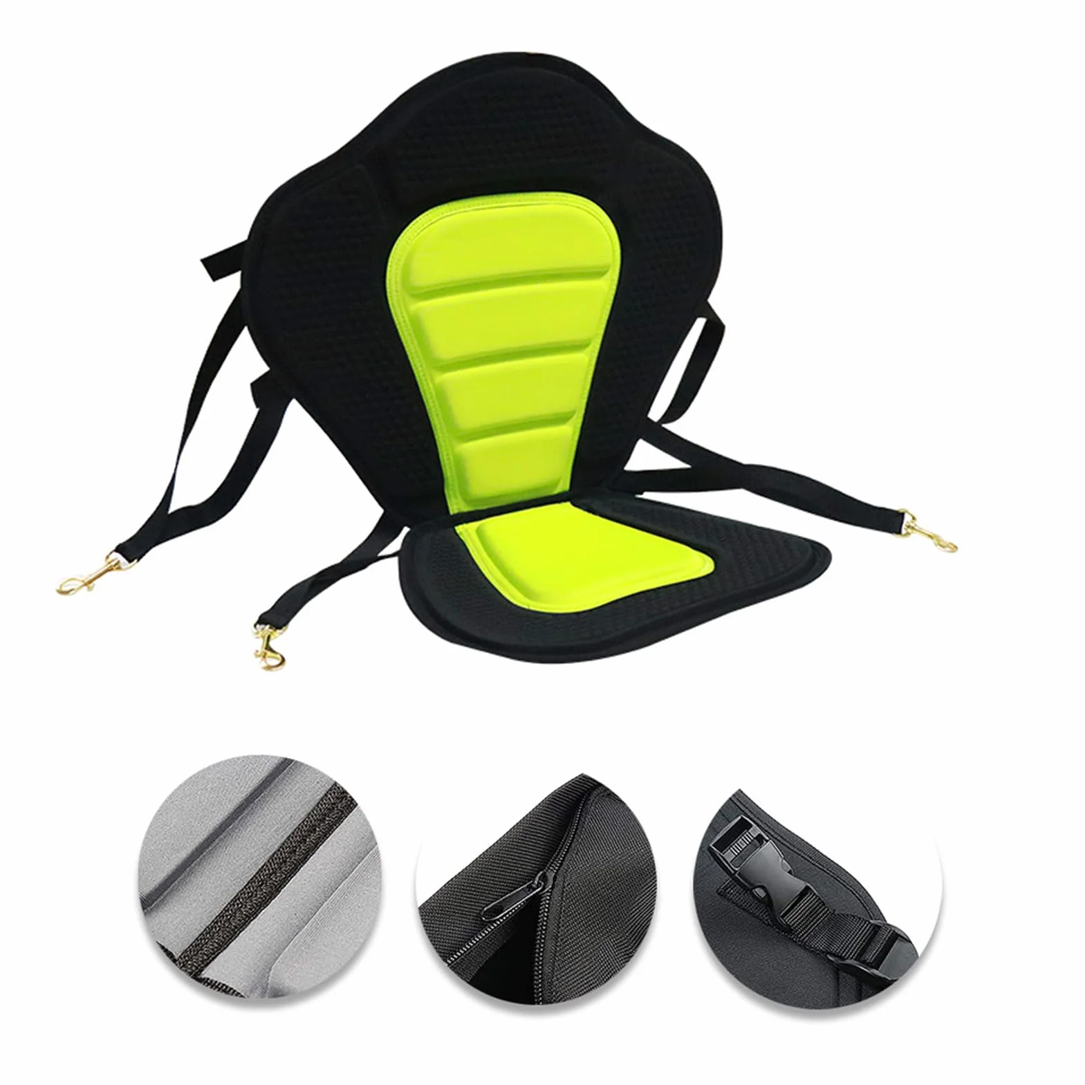 Asiento Para Kayak Portátil con Respaldo Alto Ajustable y 4 Correas, Acolchado para Pesca, Piragüismo, Deriva, Rafting