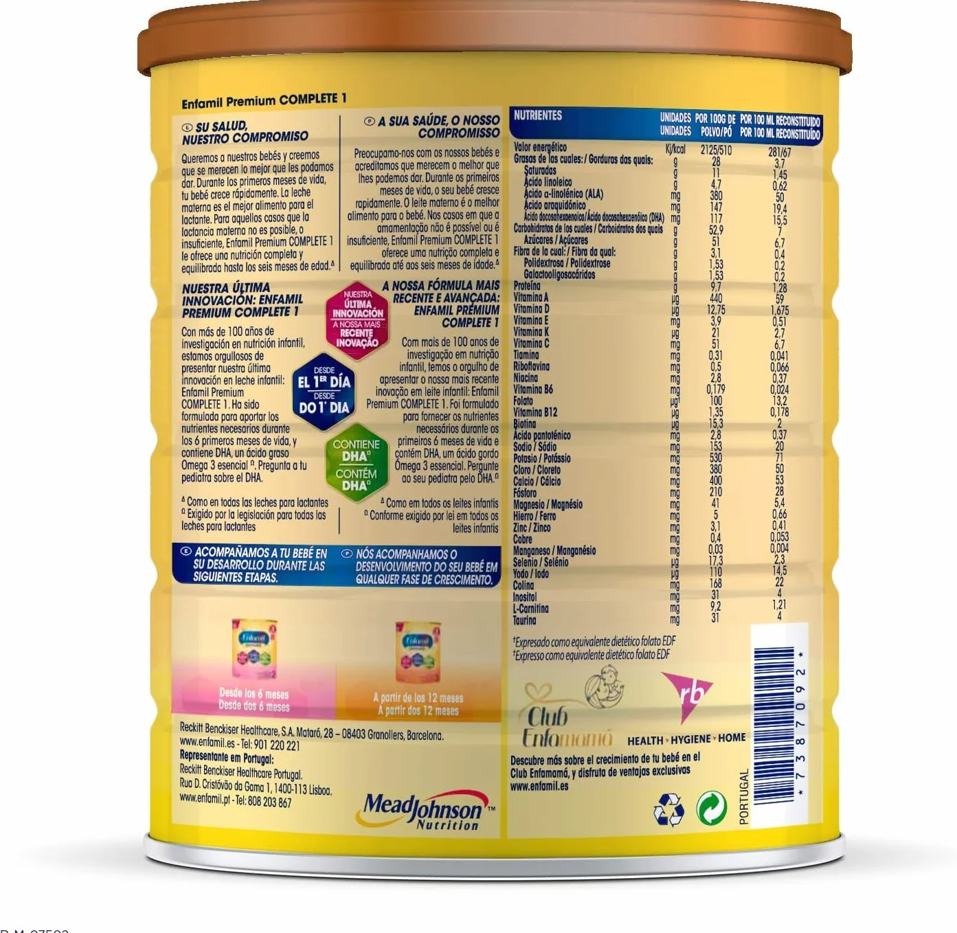 Enfamil Pack x4 Complete 1 Leche infantil para lactantes de 0 a 6 meses de edad, fórmula para bebés recién nacidos, Pack de 4 x 800 gr