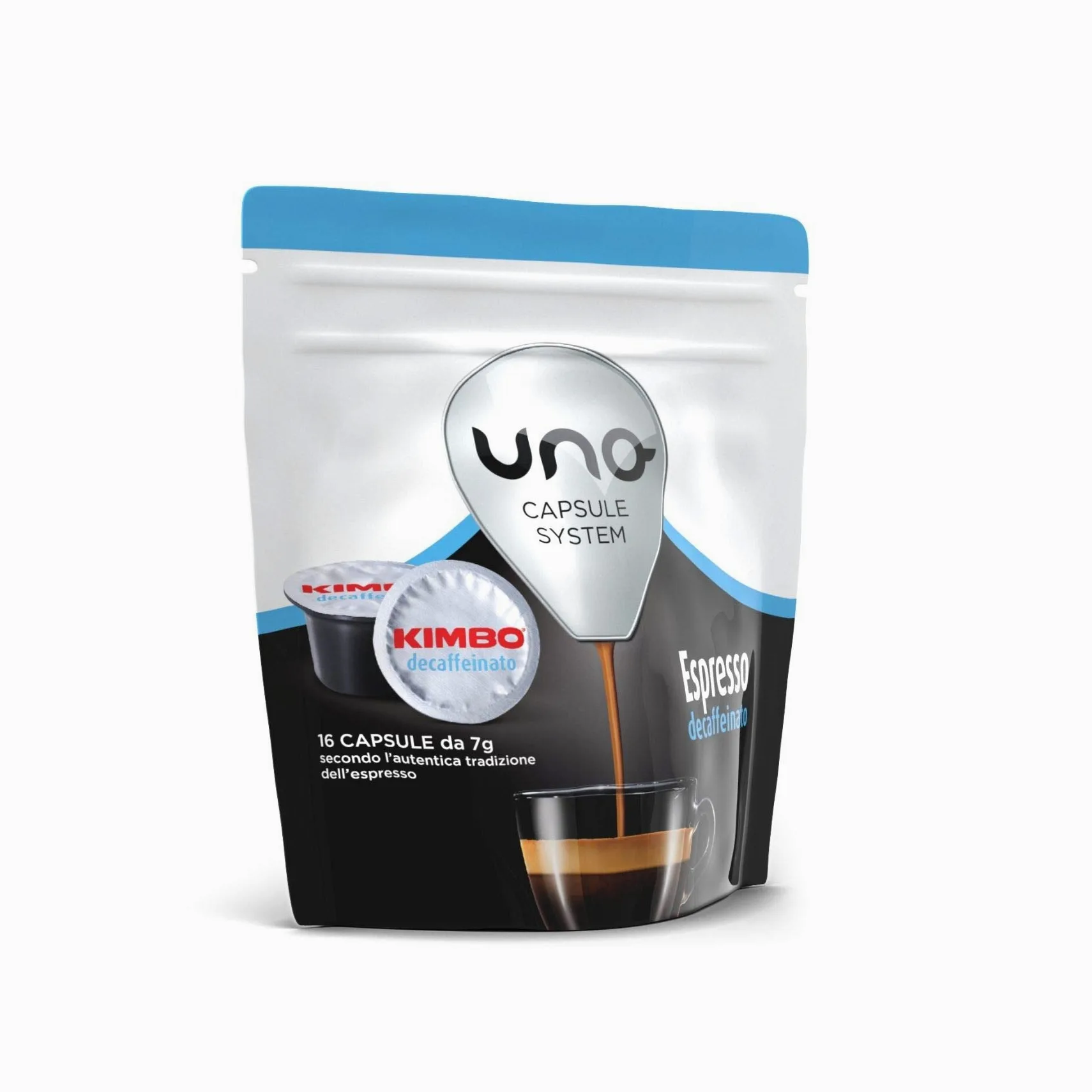 Kimbo Cápsulas de Café Espresso Descafeinado (Deca), Kimbo UNO System, 6 paquetes de 16 cápsulas (Total 96 Cápsulas)
