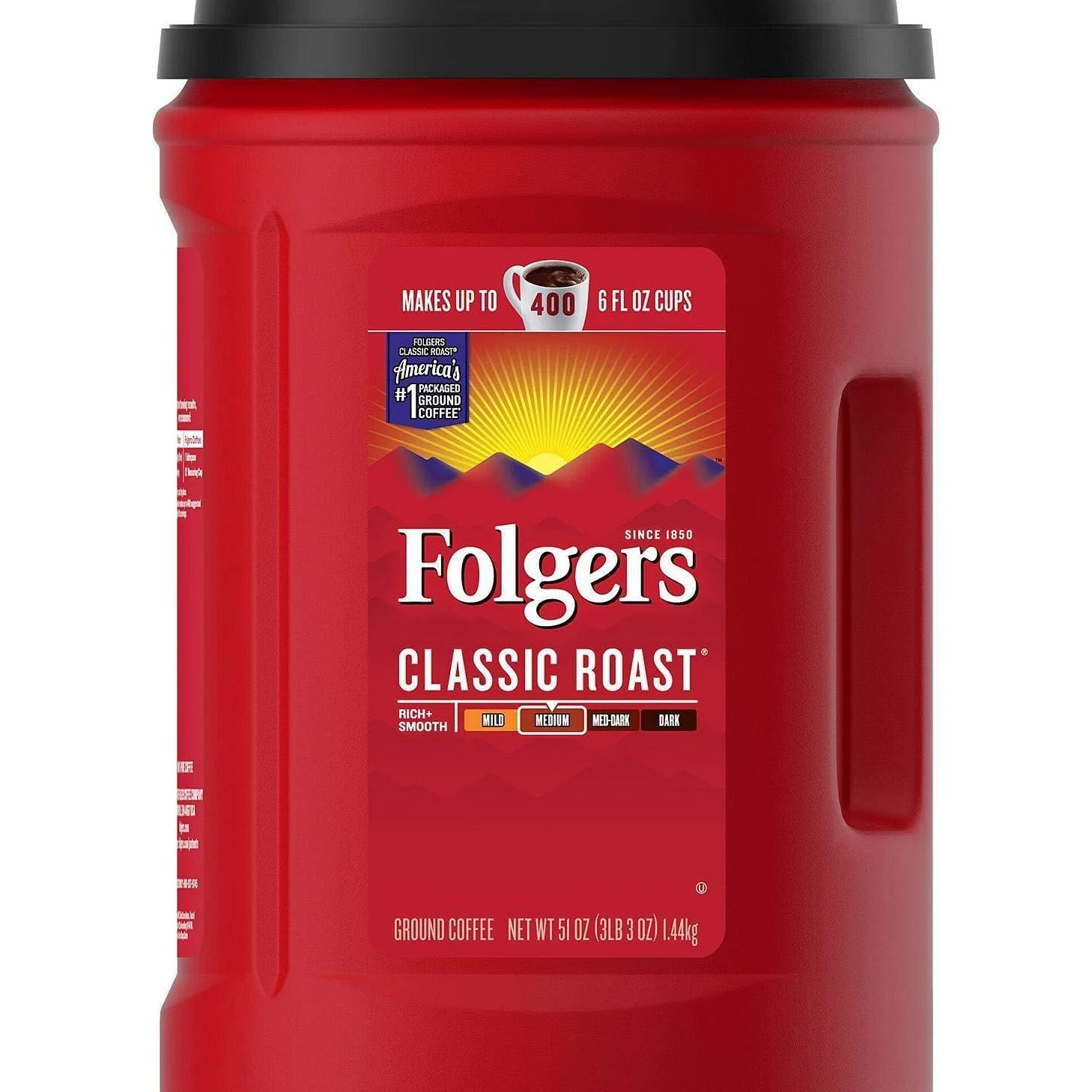 Folgers Classic Roast Medium Ground Coffee 1.44kg Tub Makes up to 400 6 fl oz Cups - Pack of 1