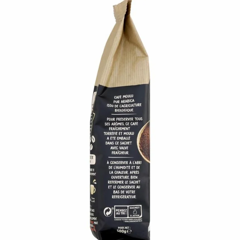 Naturela – Café molido Pur Arabica Bio – 500 g de granos recién molidos para una infusión aromática y natural, perfecto para los amantes del café orgánico. - El juego de 3
