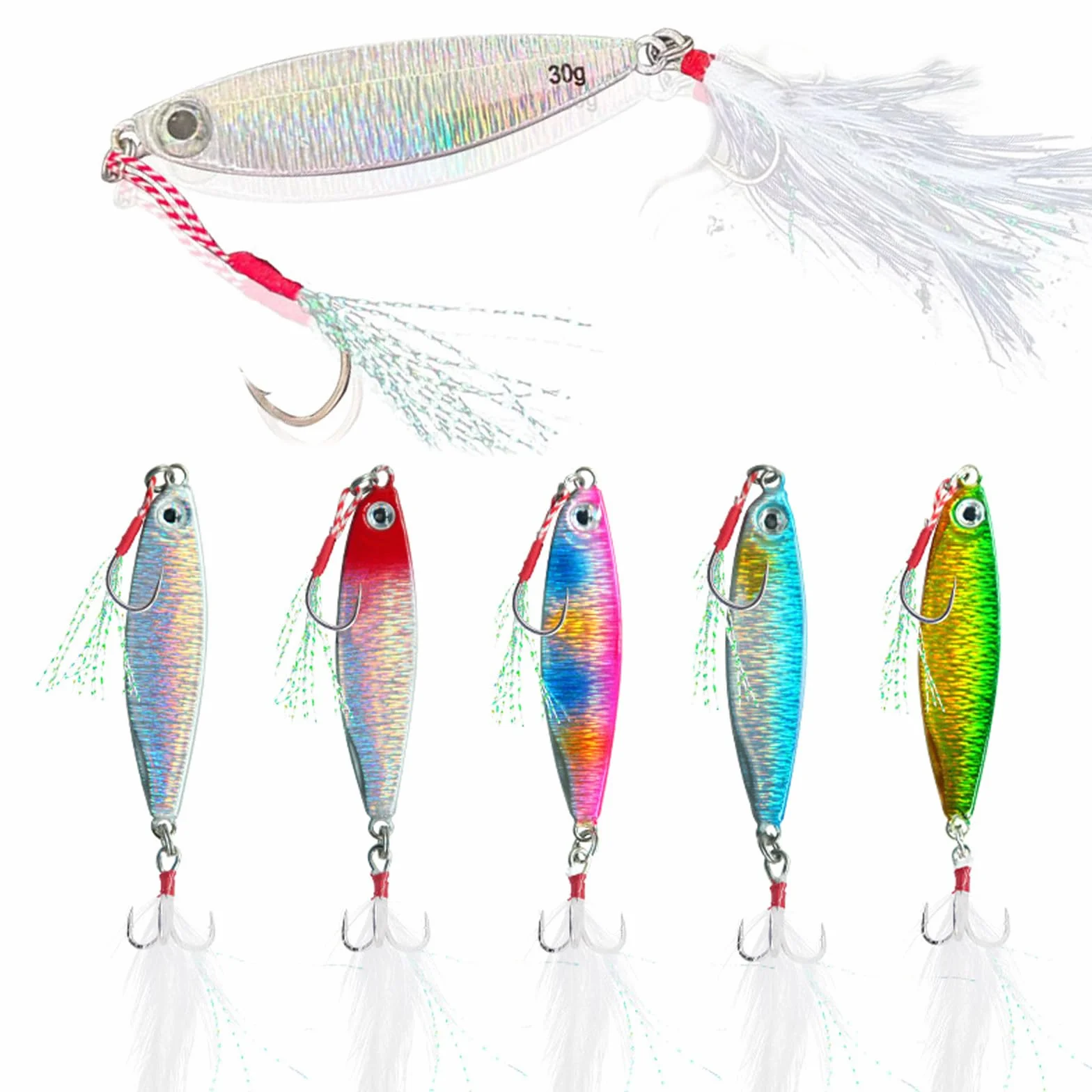 Señuelos de Pesca de Metal 30g Cucharas Hundibles Cebo para Trucha Perca Lucio