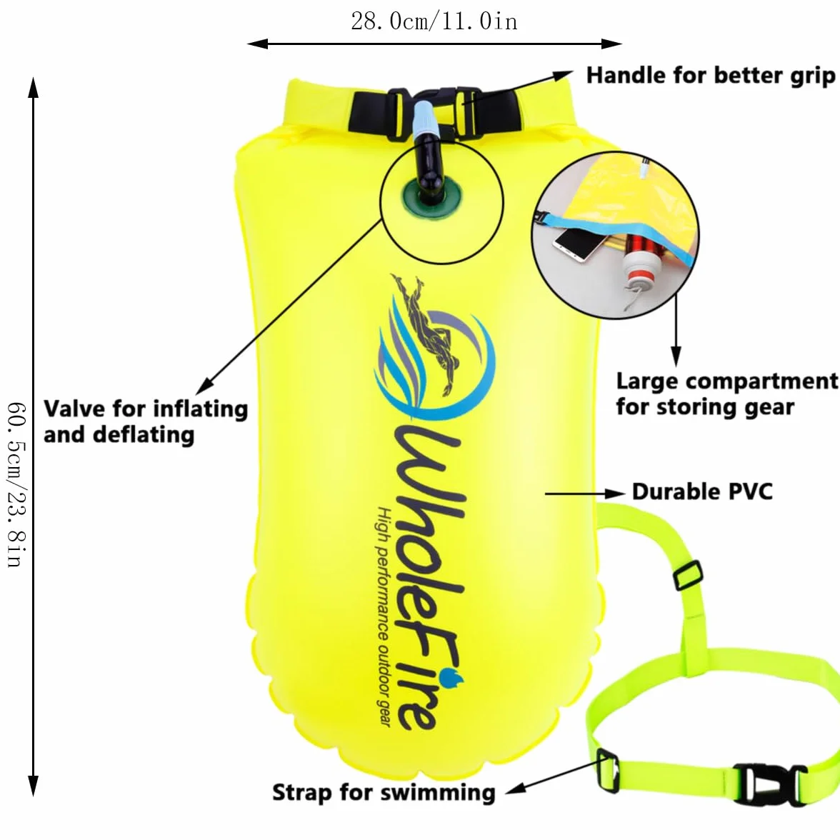 Boya de natación Inflable Impermeable 20 l para Deportes acuáticos