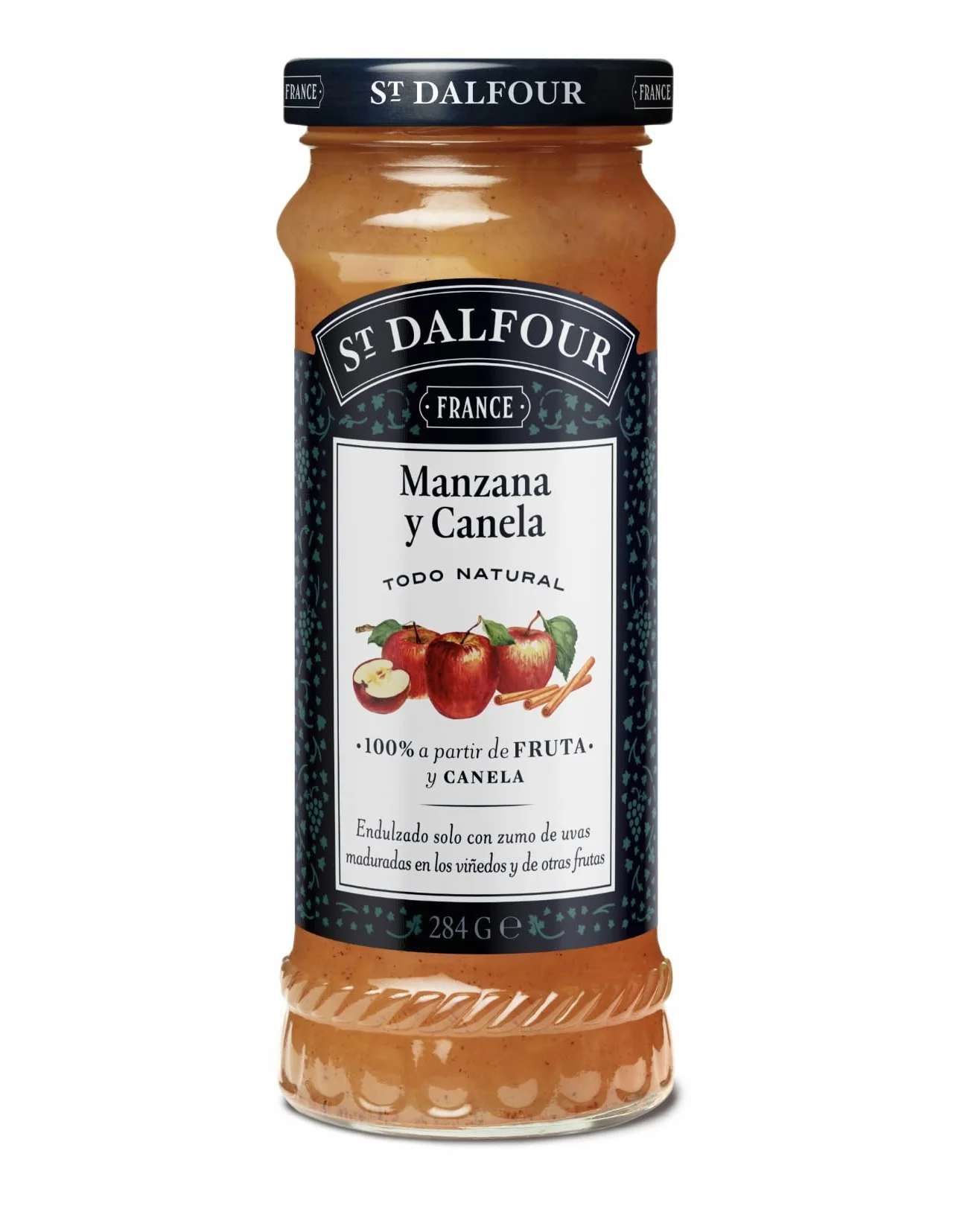 St Dalfour MANZANA & CANELA | Fruta triturada | Mermelada natural 284gr | 100% fruta sin azúcares añadidos