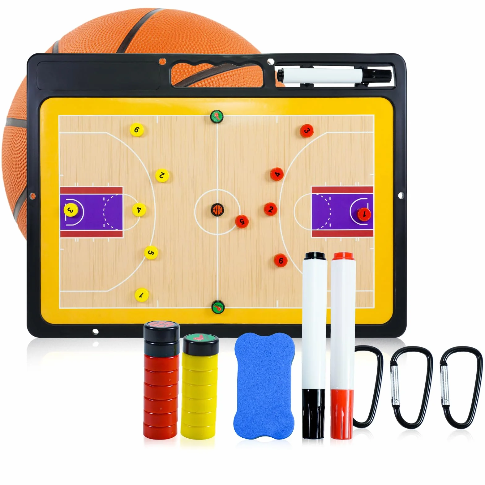 Pizarra Entrenador de Baloncesto Magnética Plegable con Imanes, Lapiceros y Borrador