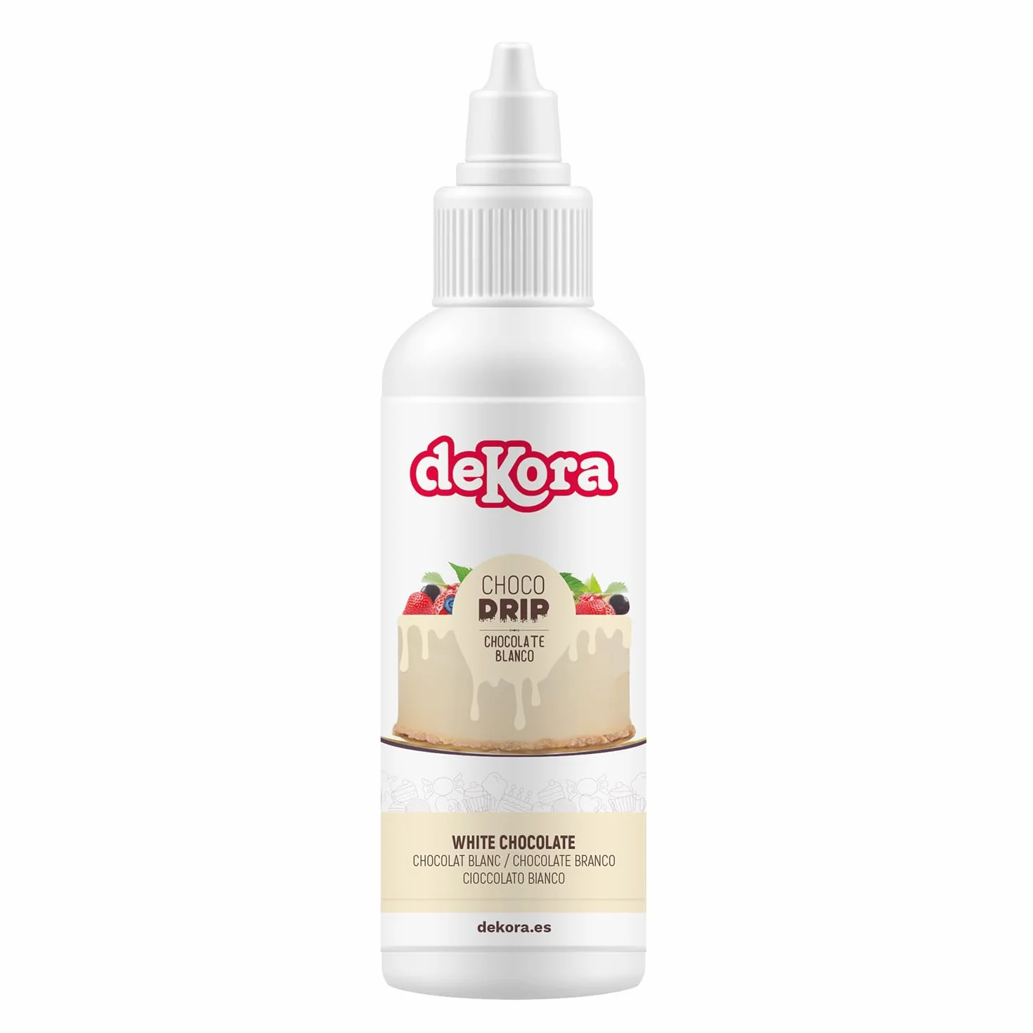 Dekora - Choco Drip Chocolate Blanco | Decoracion para Tartas de Chocolate Efecto Goteo - 180 g