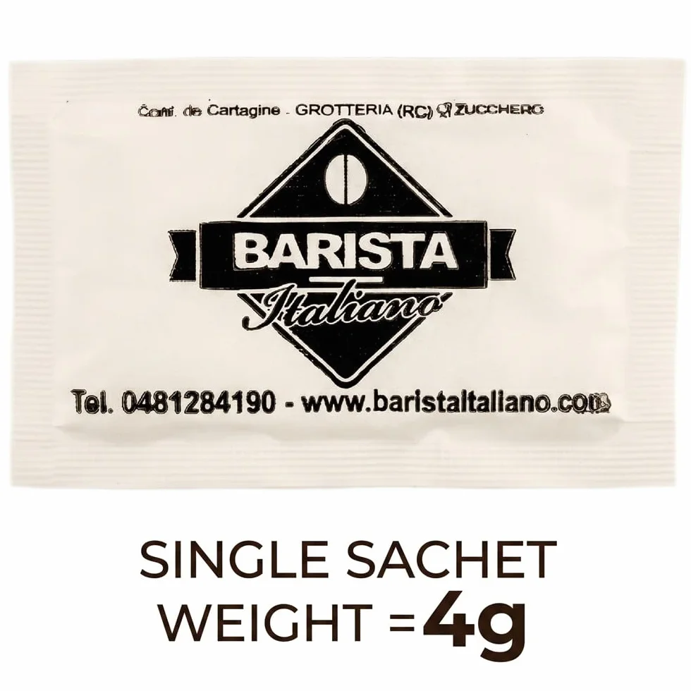 Barista Italiano - 1000 Sobres de Azúcar Blanco de 4g | Perfectos para una taza de café | Made in Italy