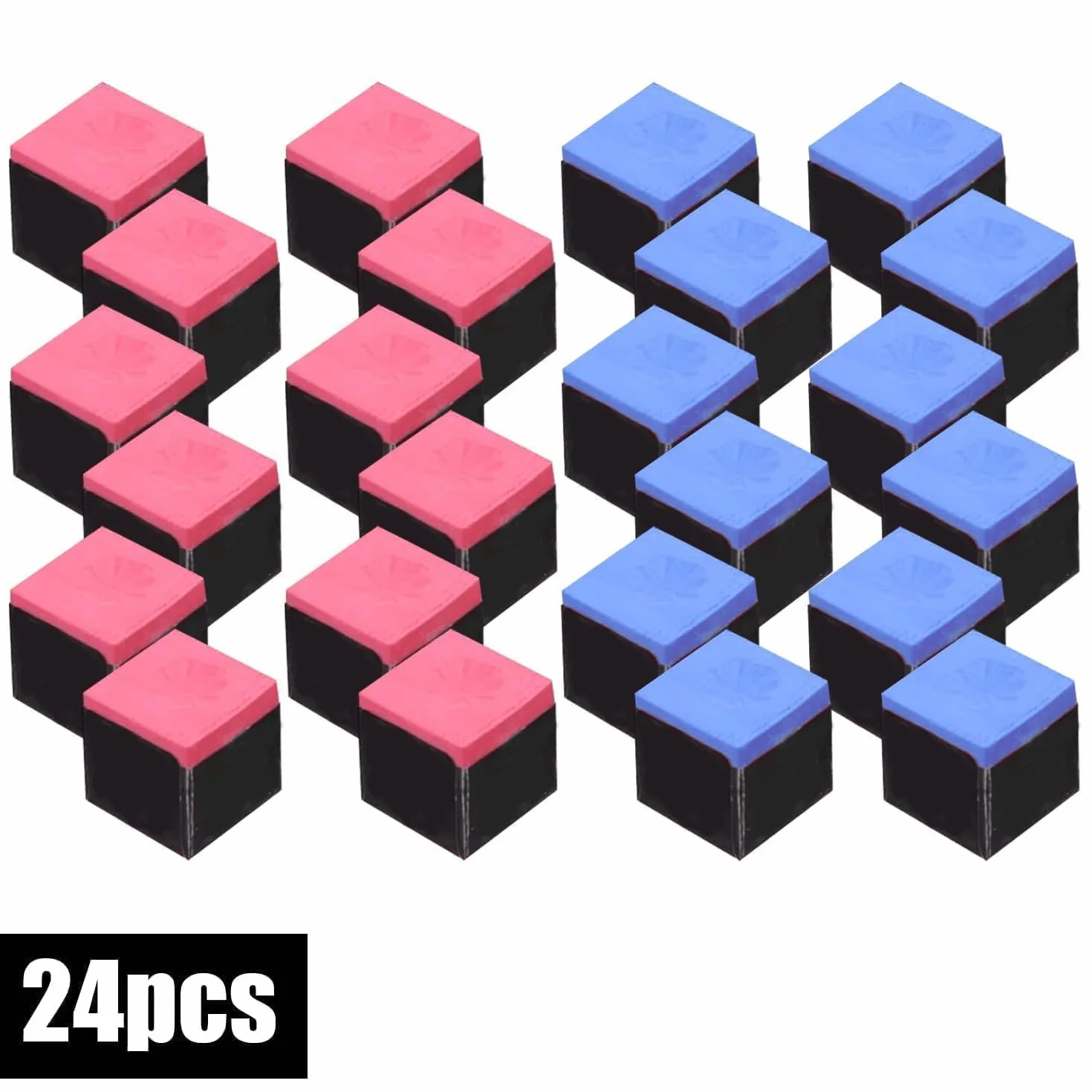 Tiza Billar 24 Piezas Tizas para Tacos de Billar Profesional Set Azul/Rojo